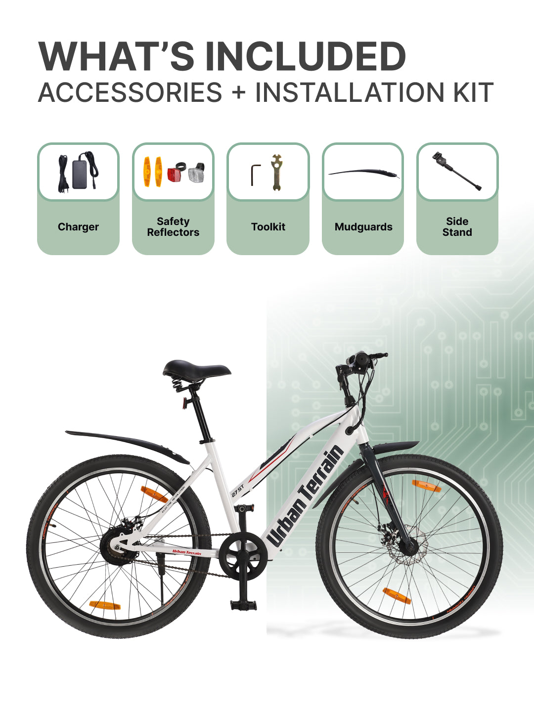 BOLTON27.5TWHITE with 3.5 hrs Fast Charge, Cycling Event BLDC Motor 27.5 inches Single Speed Lithium-ion (Li-ion) Electric Cycle, Ideal for Unisex, 15+ Years