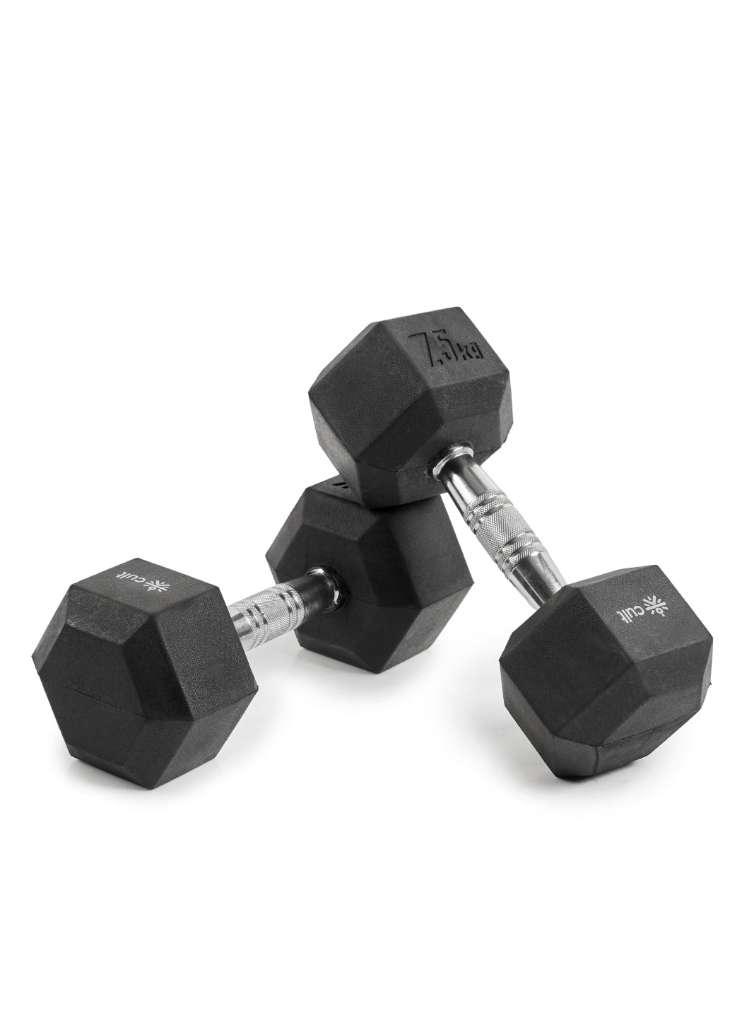 Cult 7.5Kg Hex Dumbbells For Home & Gym Exercises, Set of 2, (Black)