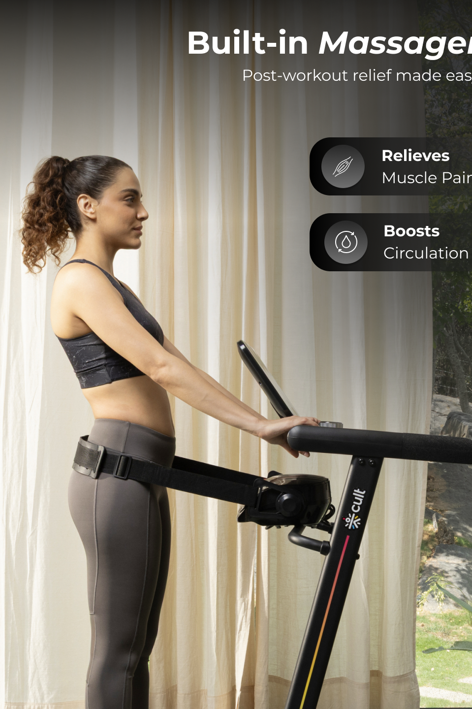 Cult SmartStrideCorePlus BLDC Motor (4HP Peak) Treadmill with Massager | Max Weight: 120kg | 15 Level Auto Incline (with 6 months extended warranty)