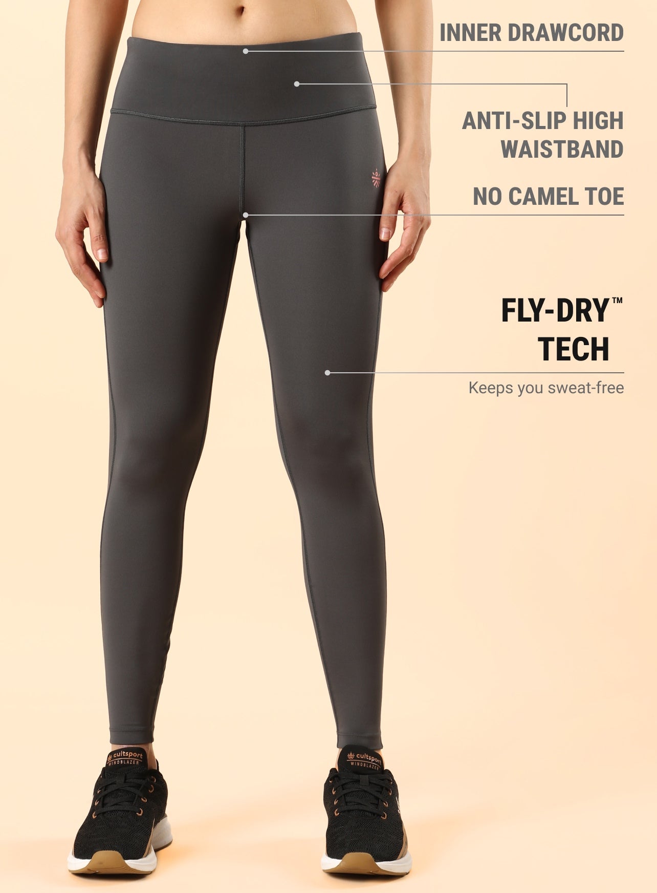 Grey All Day Active Solid Tights