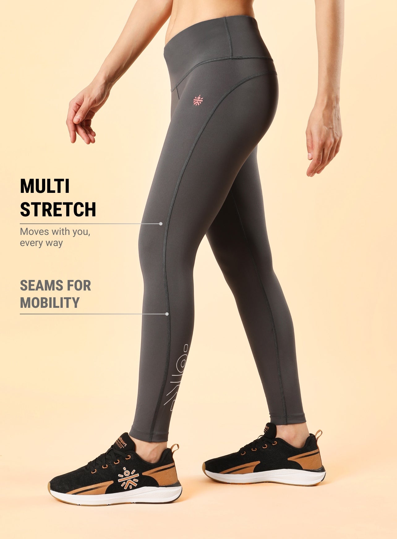 Grey All Day Active Solid Tights