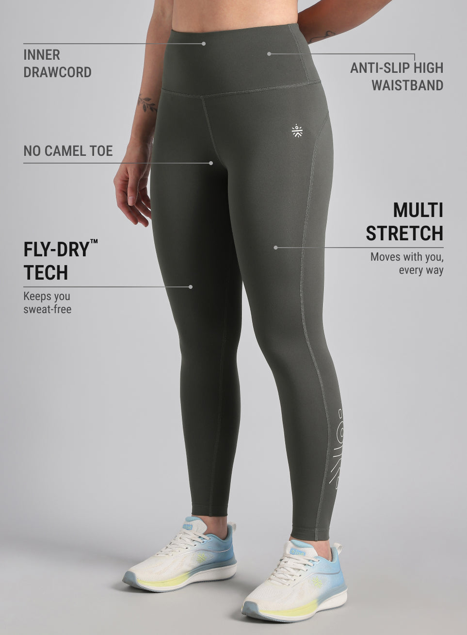 Grey All Day Active Solid Tights