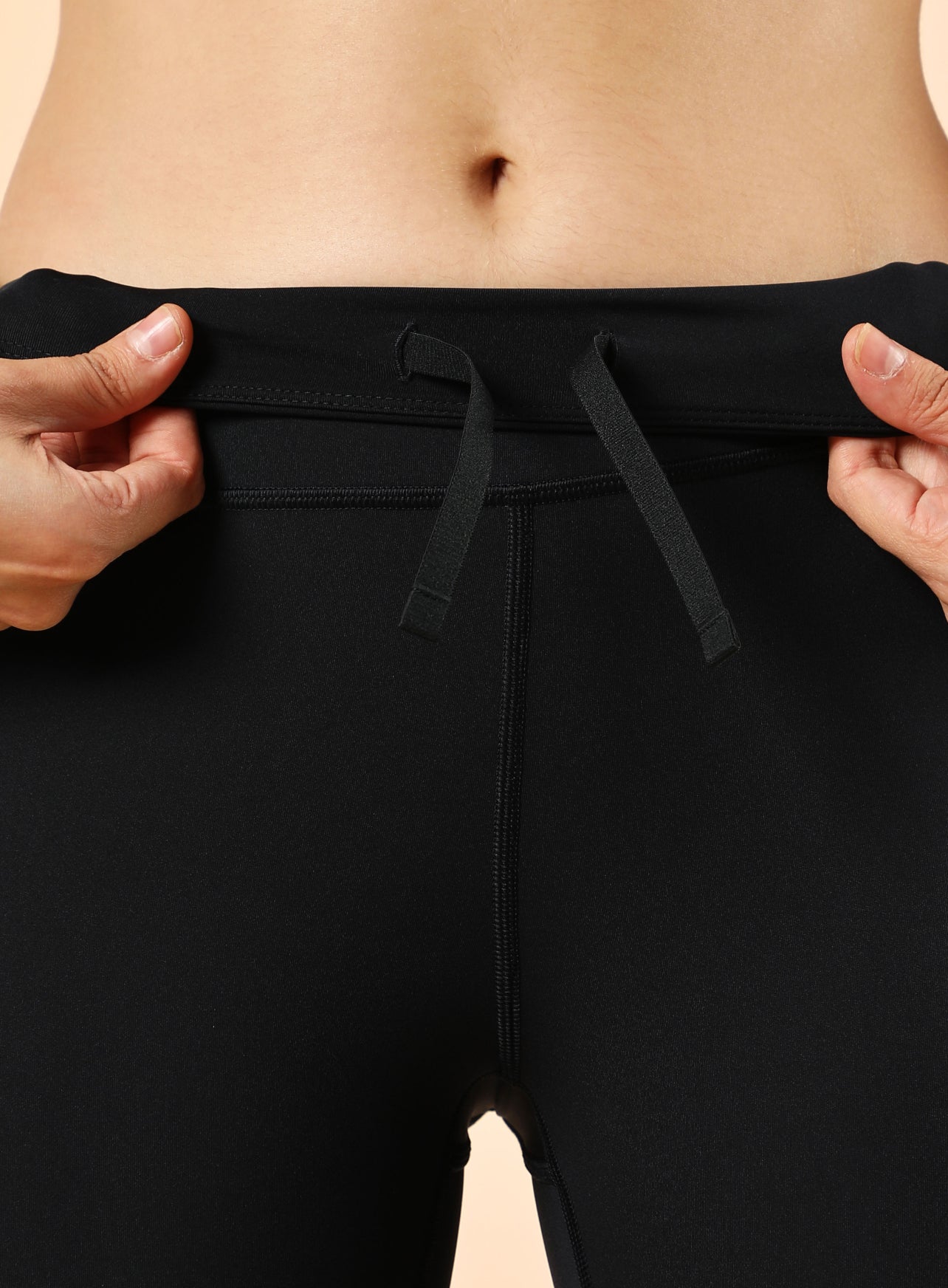 Black Absolute Fit Tights with Logo Print and Back Pocket