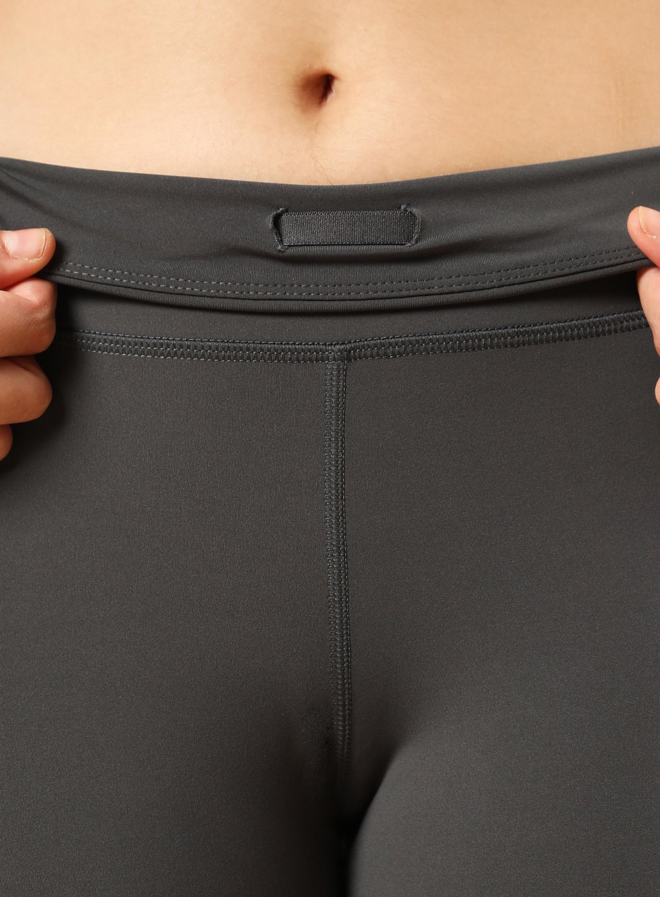 Dark Grey Absolute Fit Tights with Logo Print and Back Pocket