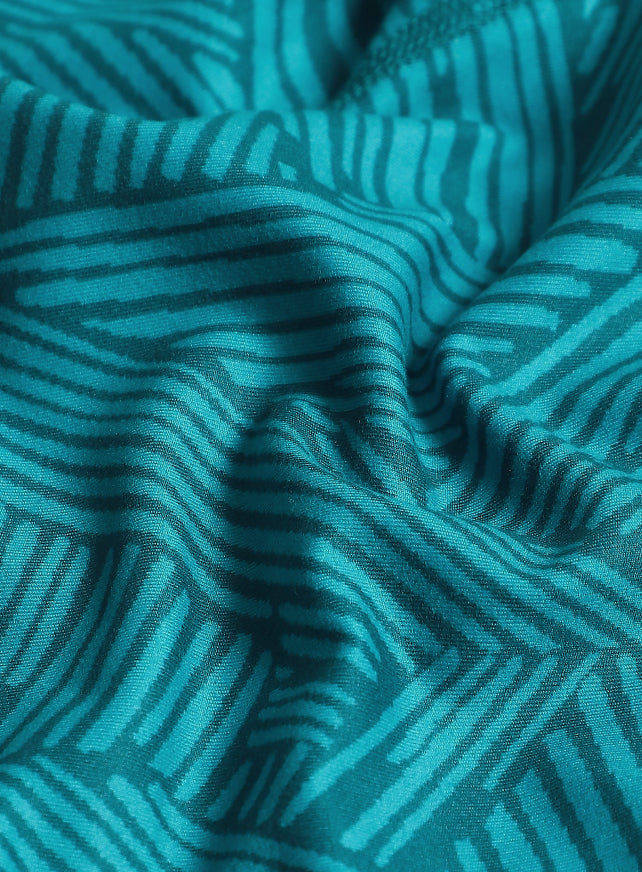 Teal All Over Print Absolute Fit Tights with Back Pocket