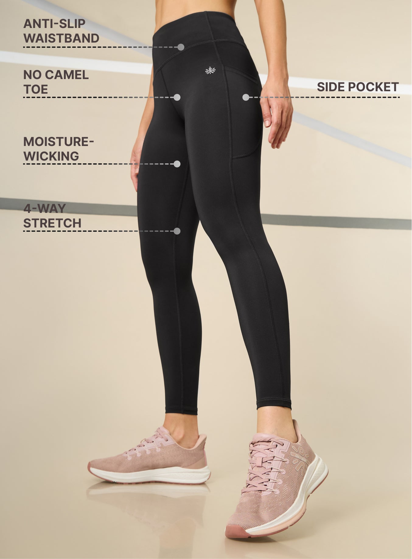 AbsoluteFit Essential Black Tights With Pockets