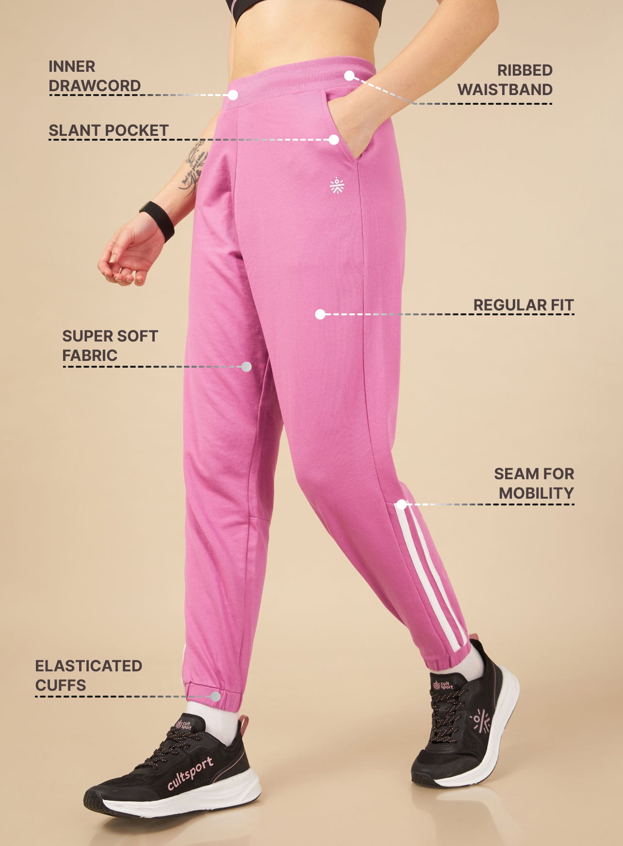 Pink Power Flex Joggers for Women