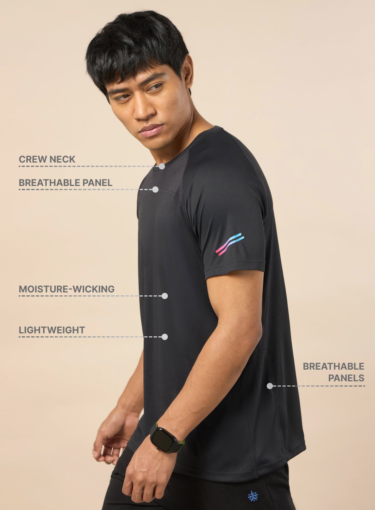 Men's Athletic Black Performance T-shirt