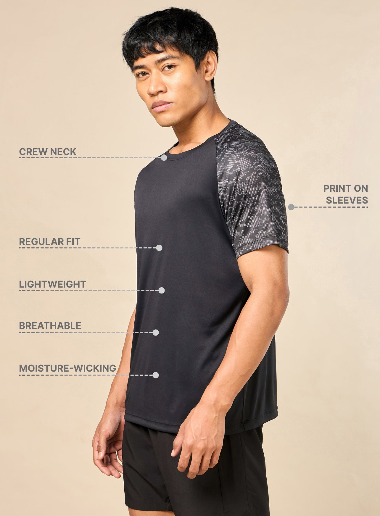 Men's Muscle Enhancer Printed Black T-shirt