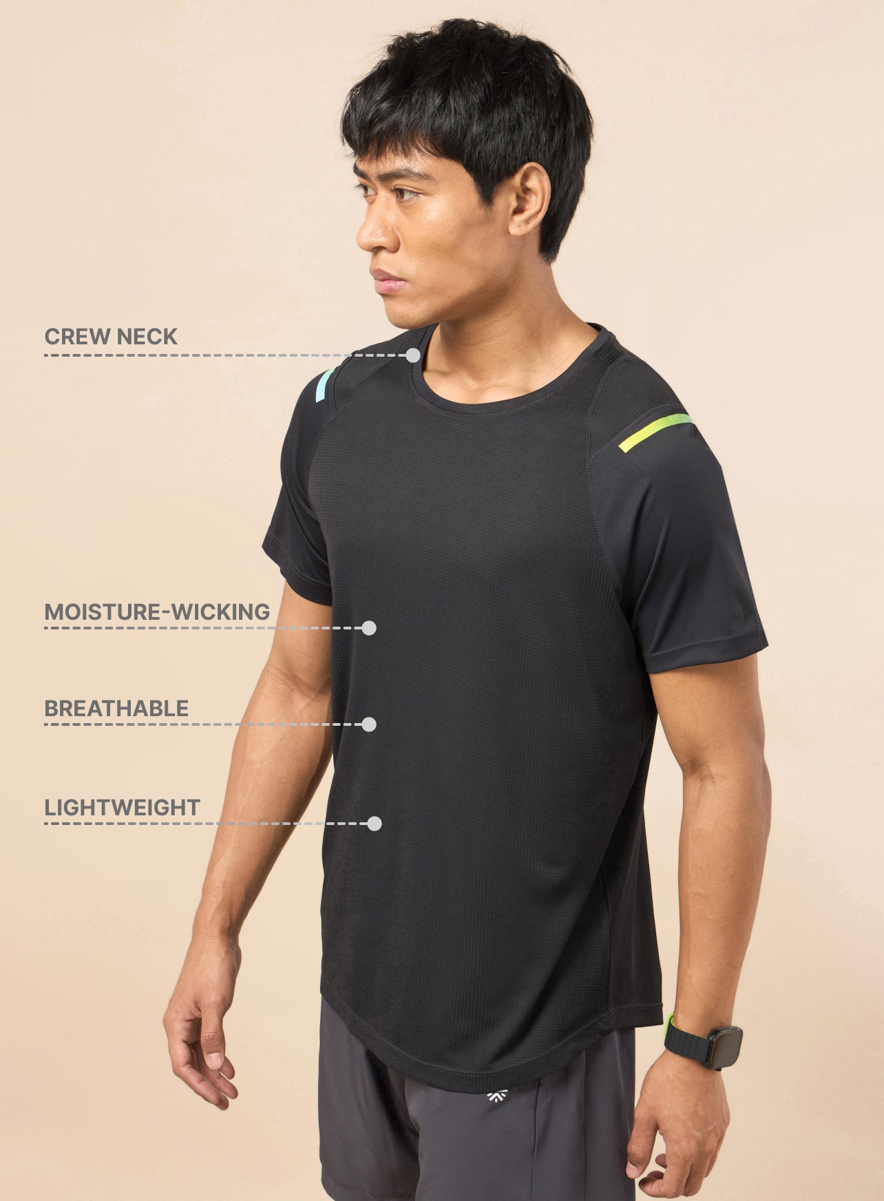 Men's Black Ergonomic Training T-shirt