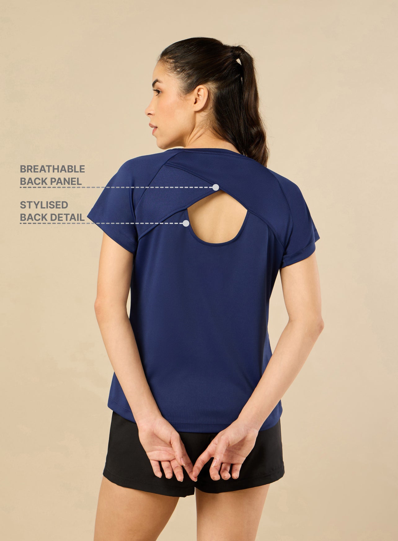 Women's Cross Over Performance Navy T-shirt