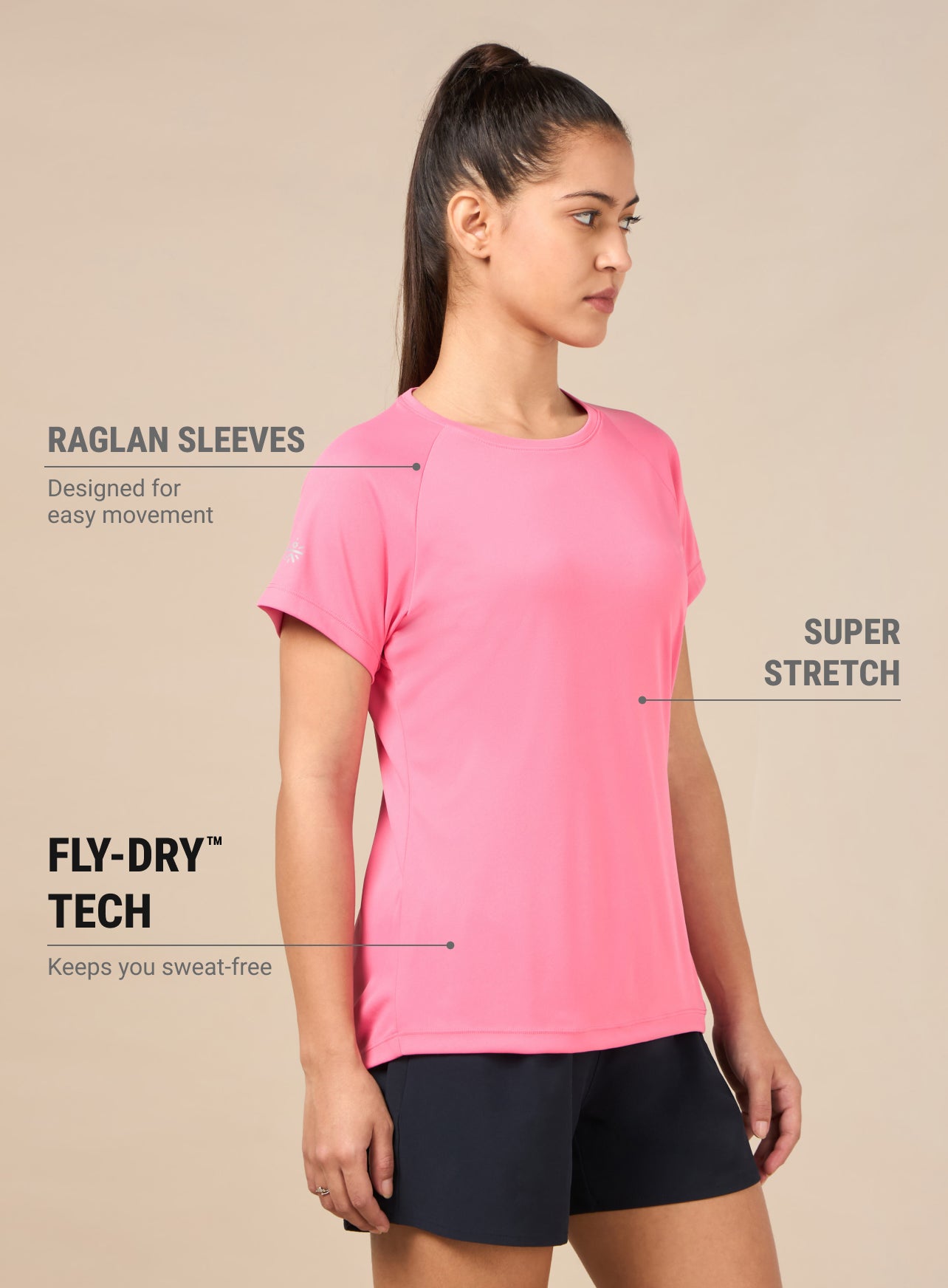 Women's Pink Cross Over Performance T-shirt