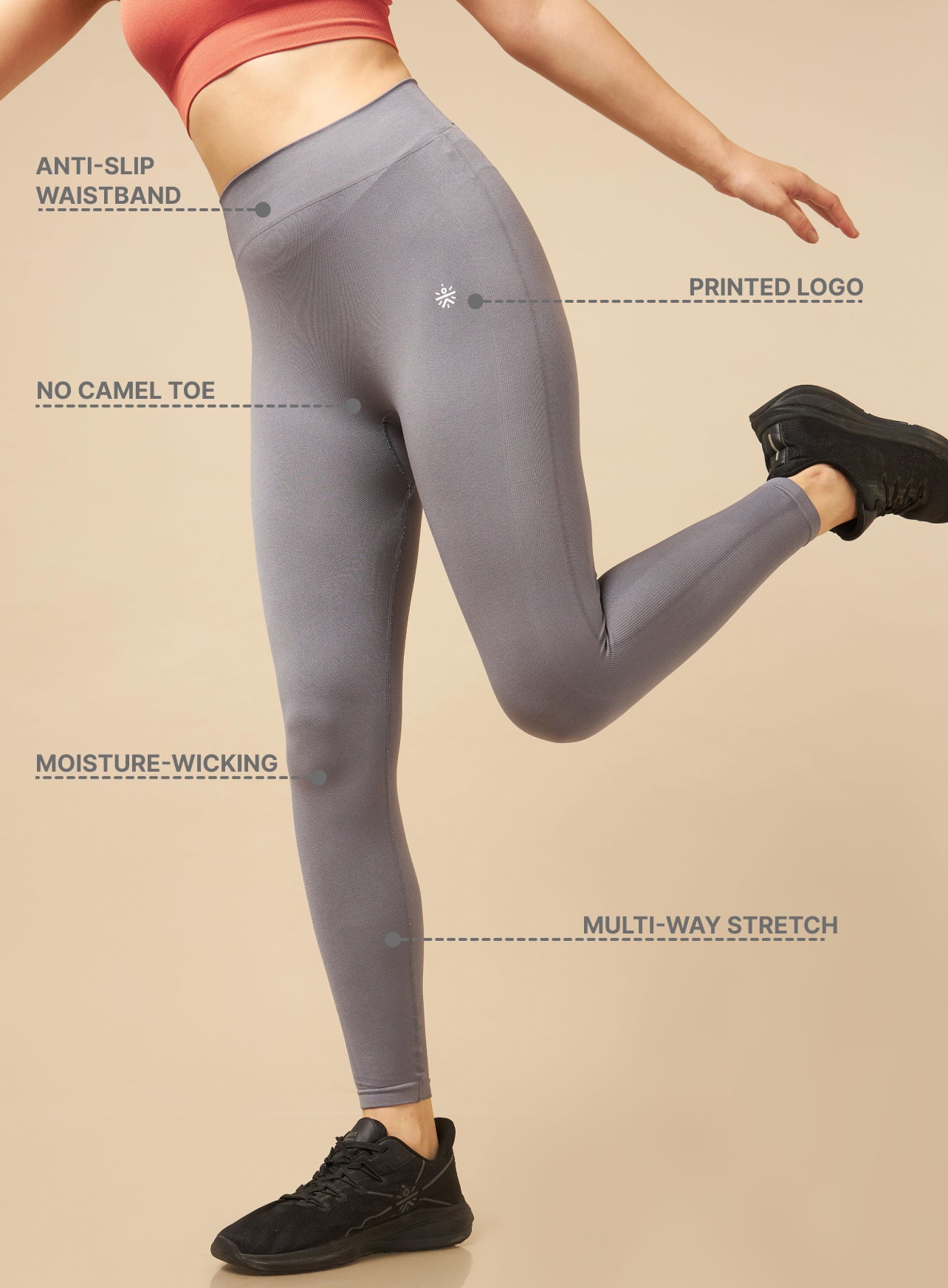 Grey Seamless Sports Tights