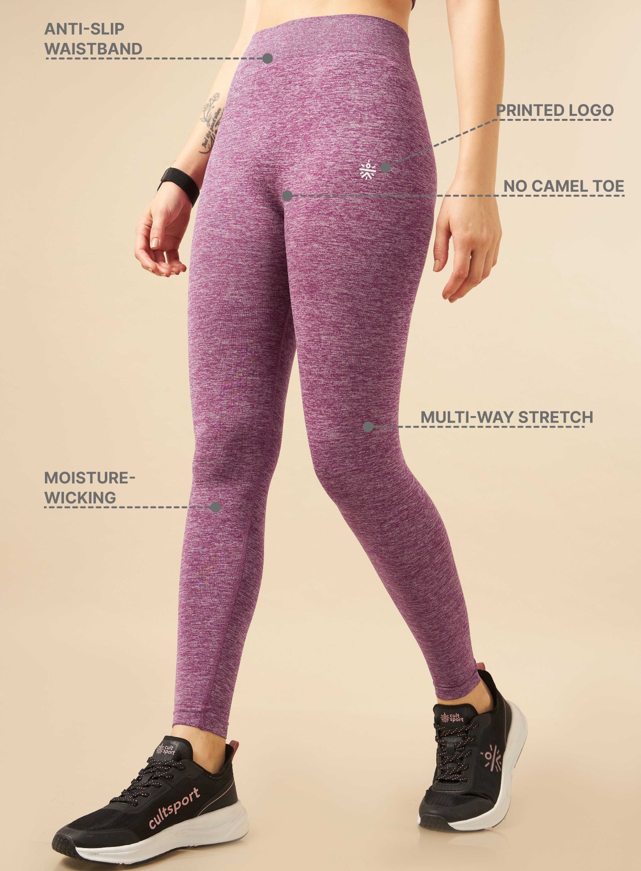 Purple Seamless Sports Tights