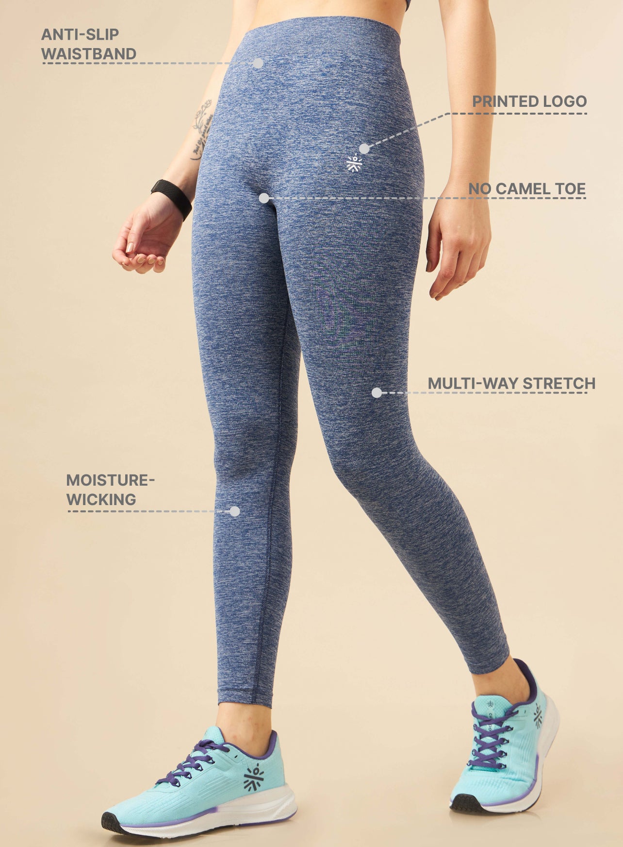 Navy Seamless Sports Tights