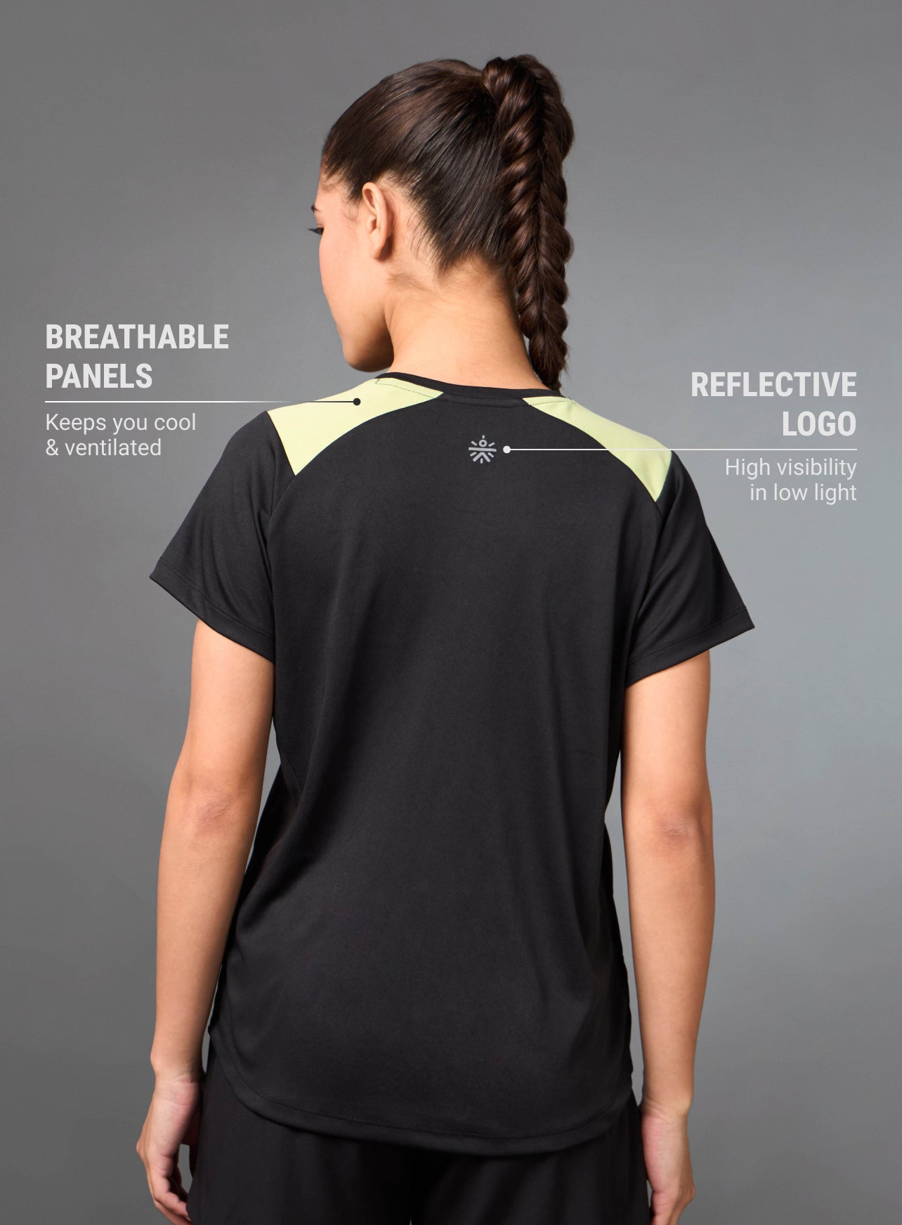 Women's Runner's Pace Up Black T-shirt