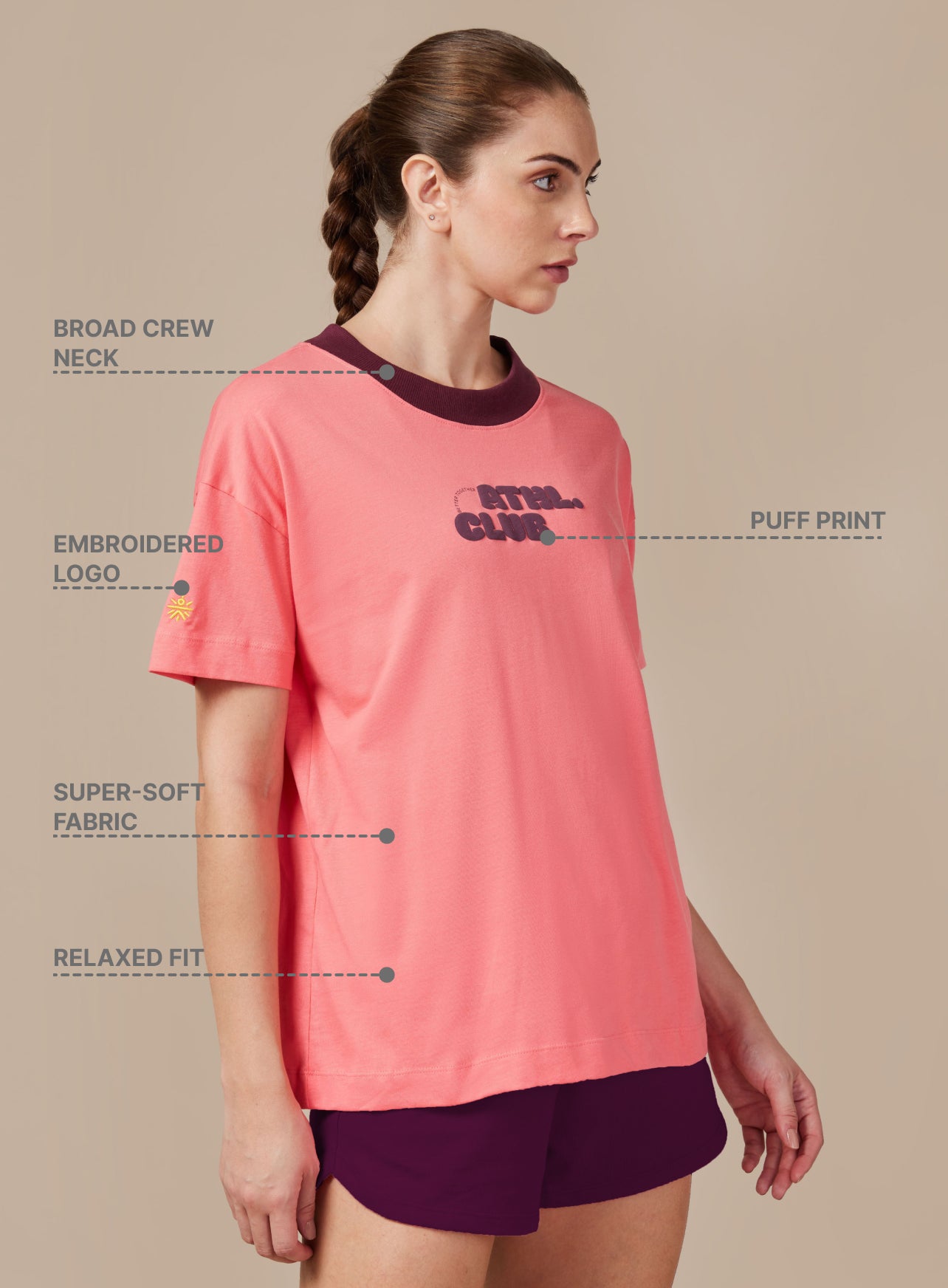 Women's Ath. Club Pink Printed T-shirt