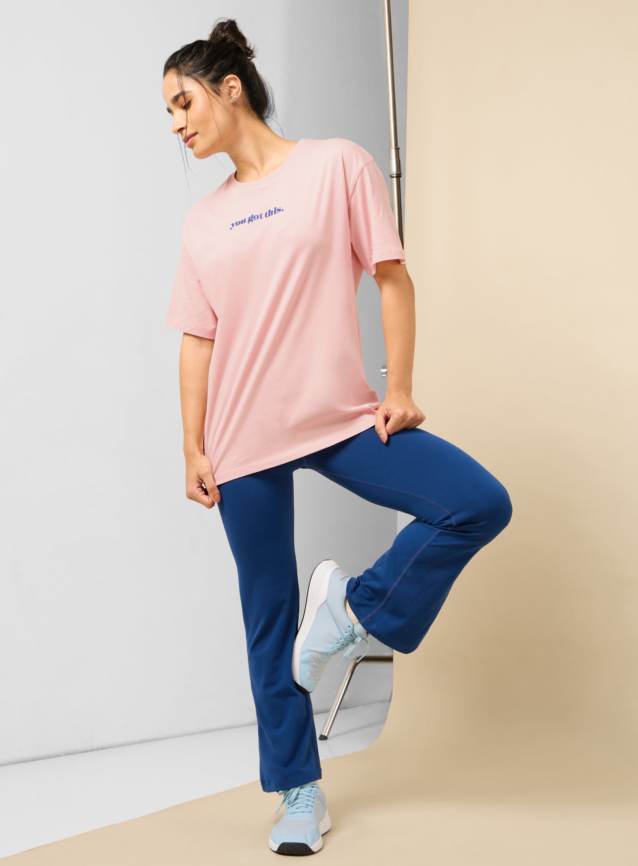 Women's You Got This Puff Print Peach Oversized T-shirt