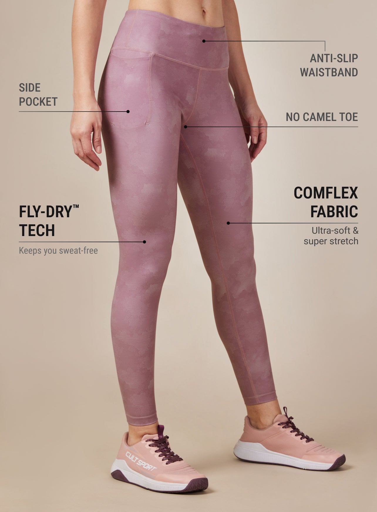 Pink Printed Performance Tights