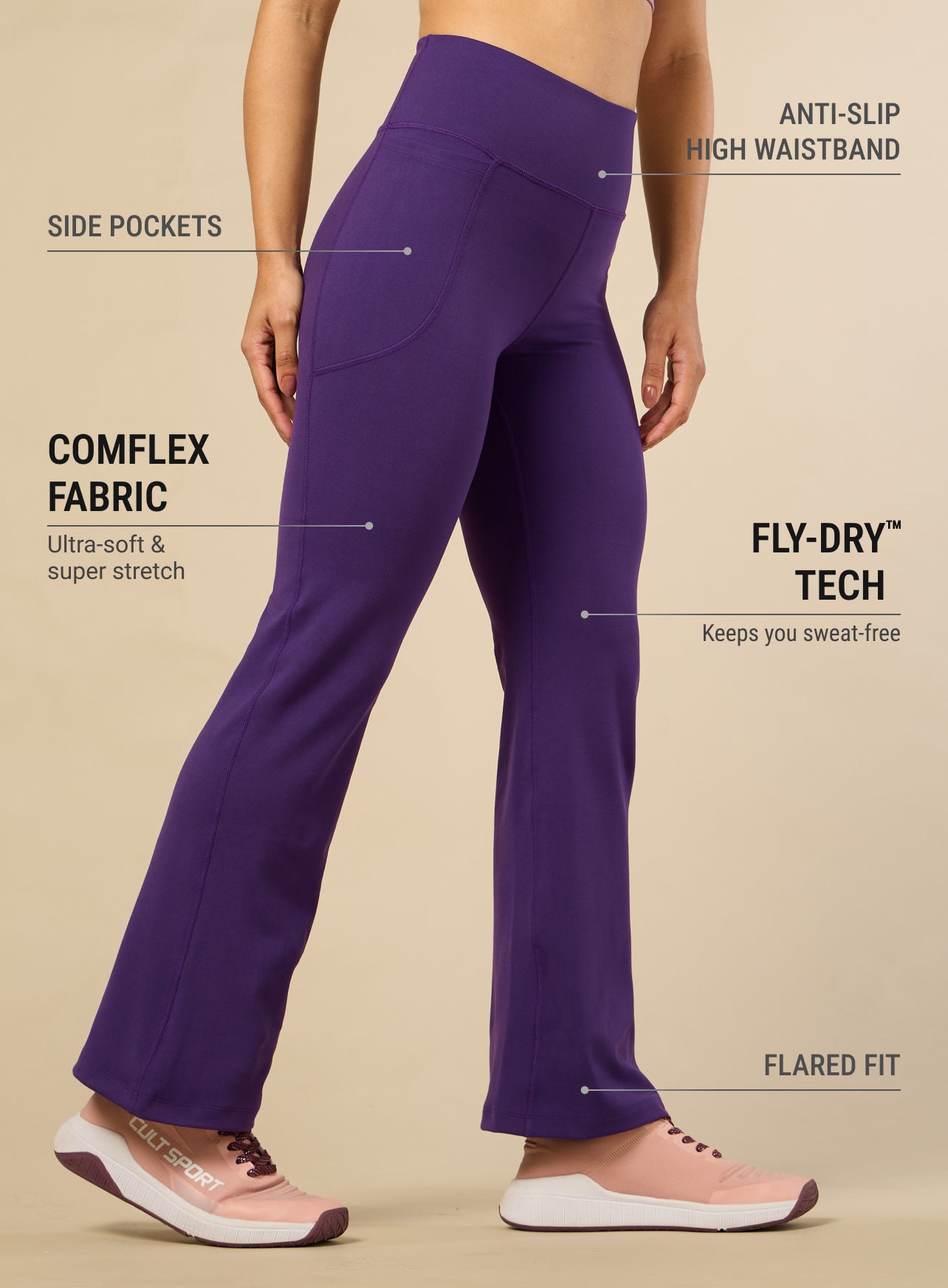 Women's COMFlex Purple Performance Flare Pants