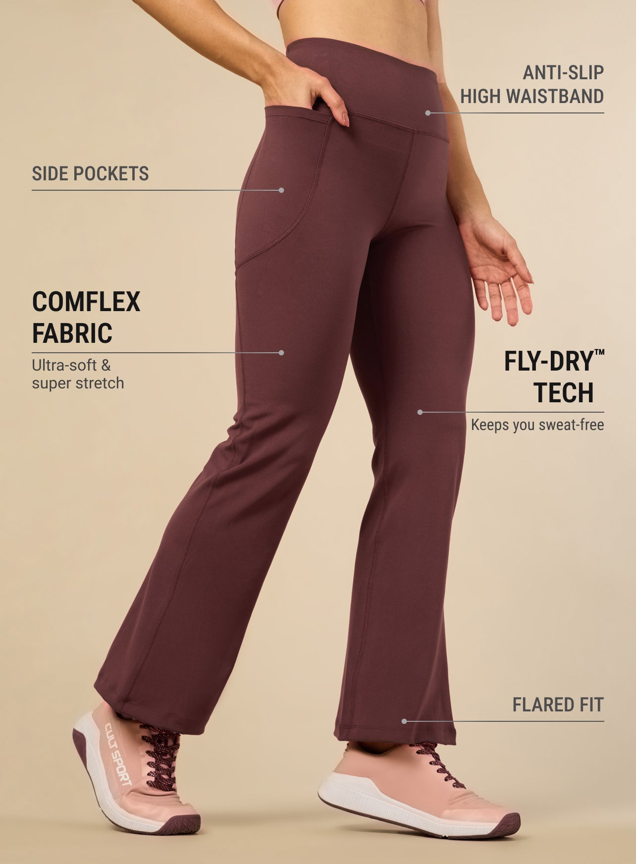 Women's COMFlex Dark Brown Performance Flare Pants
