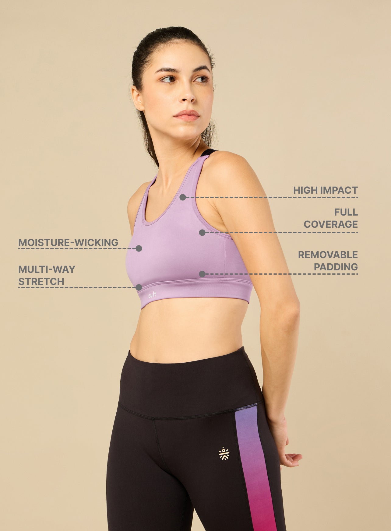 Women's Criss Cross Strap High Support Pink Bra