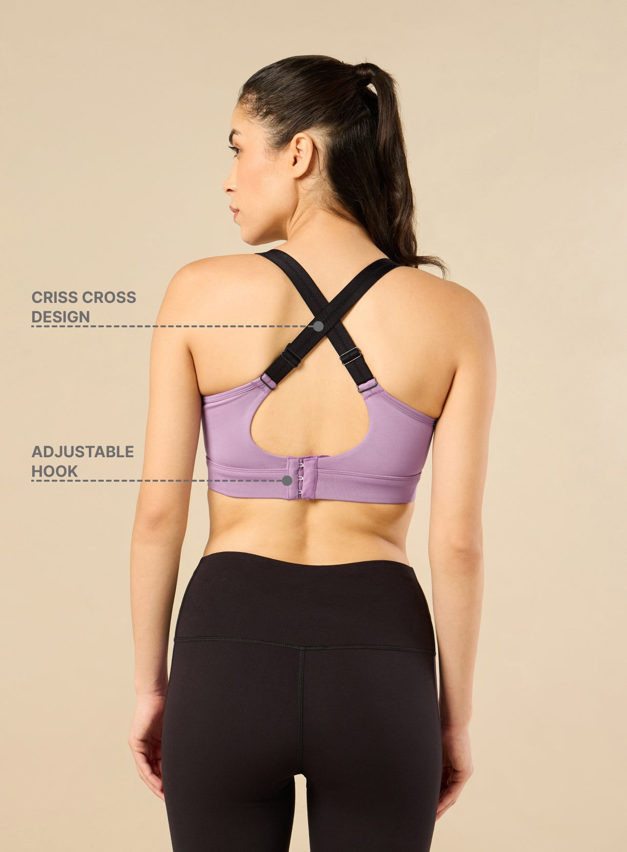 Women's Criss Cross Strap High Support Pink Bra