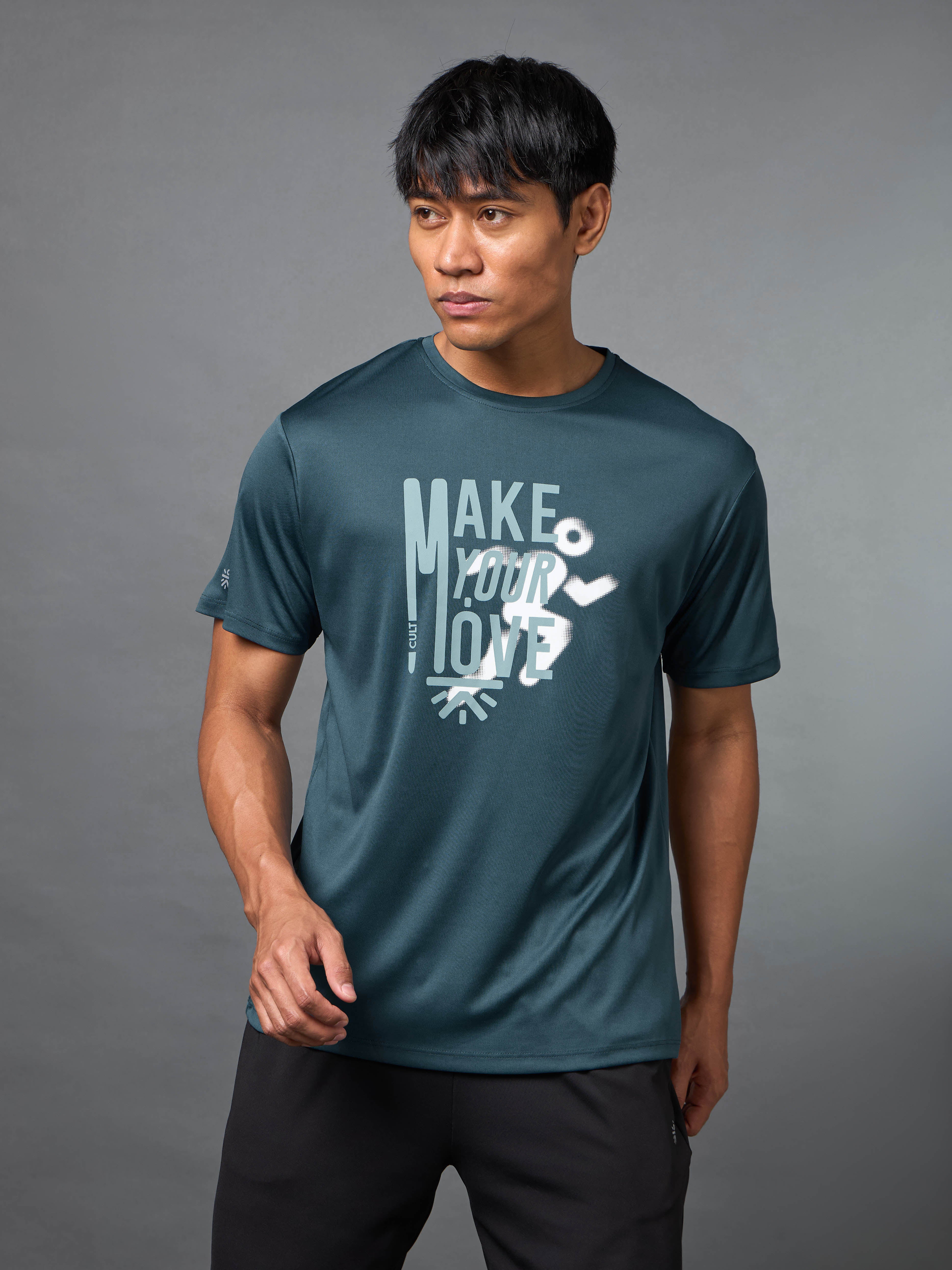 Men's Make Your Move Teal Performance T-shirt