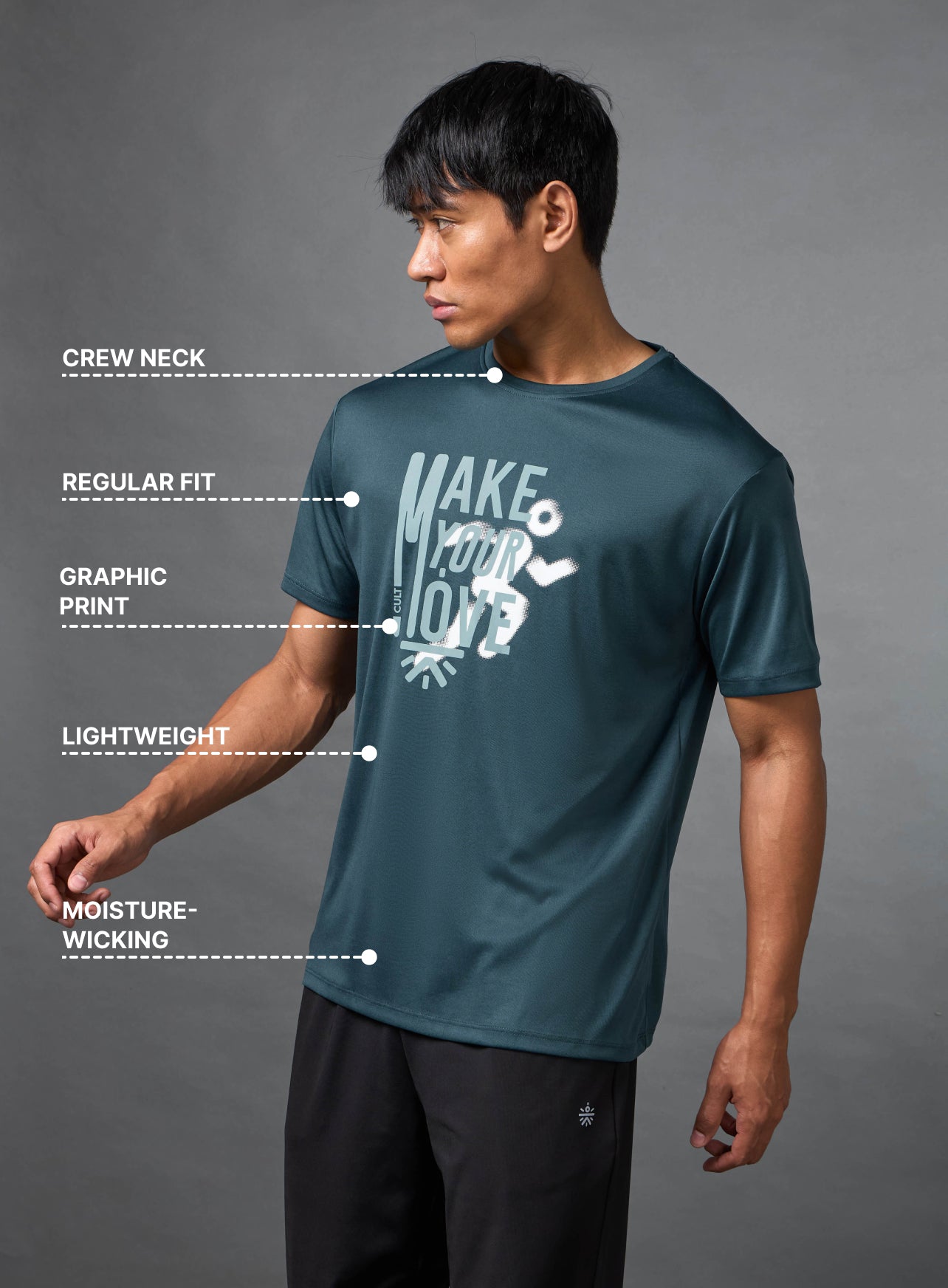 Men's Make Your Move Teal Performance T-shirt