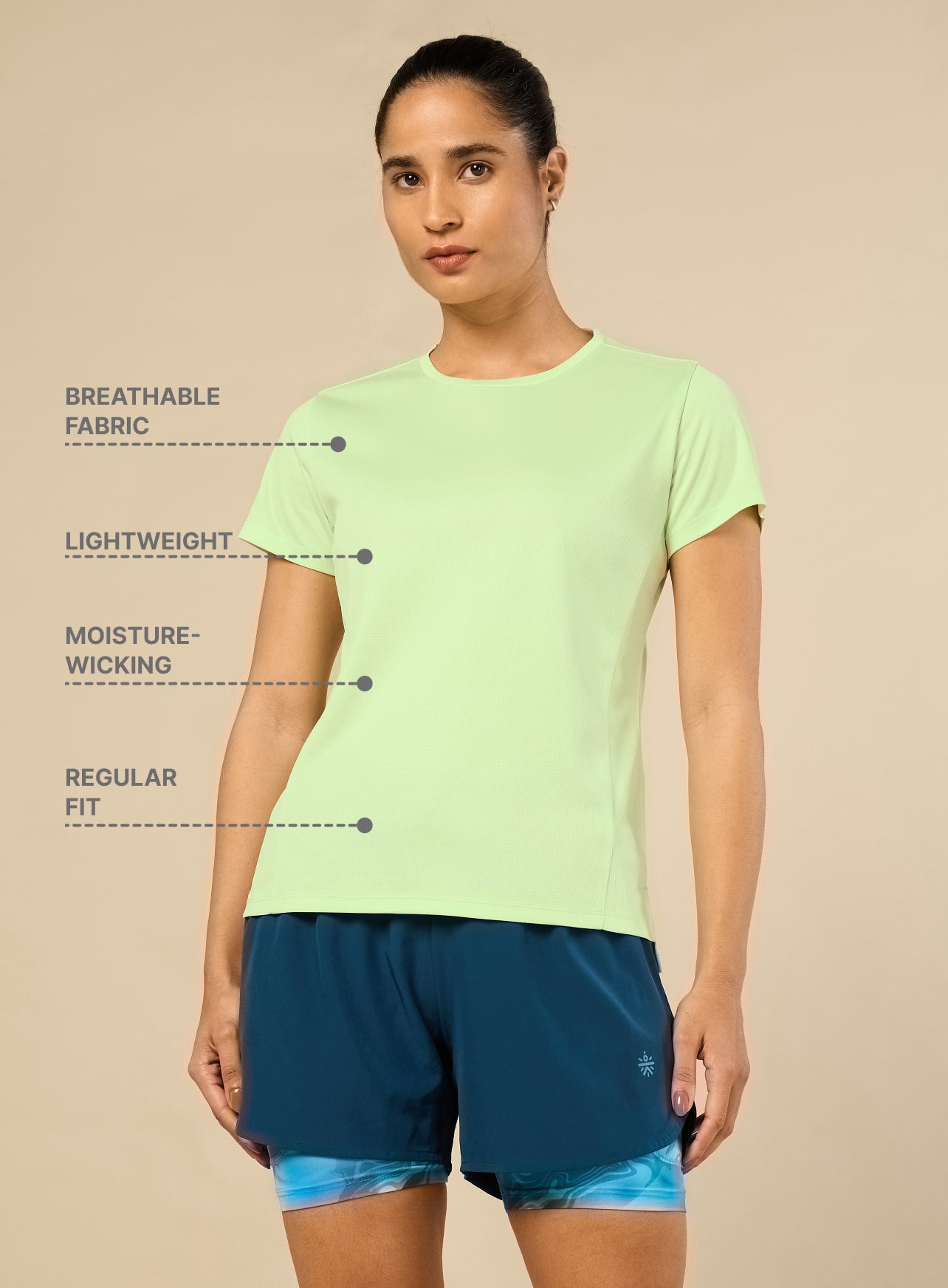 Women's Stay Fit Green Performance T-shirt