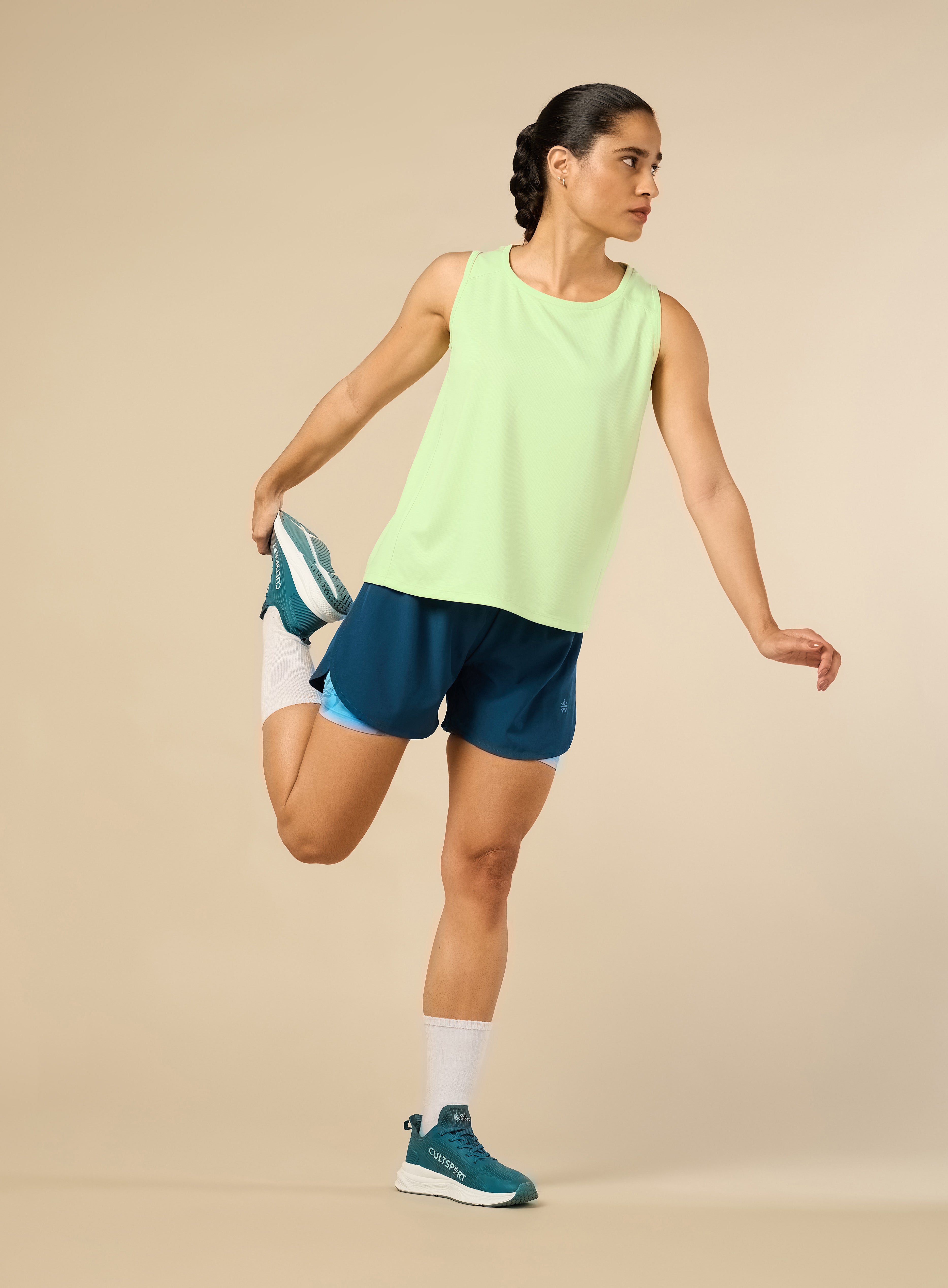 Women's Stay Fit Green Performance Tank