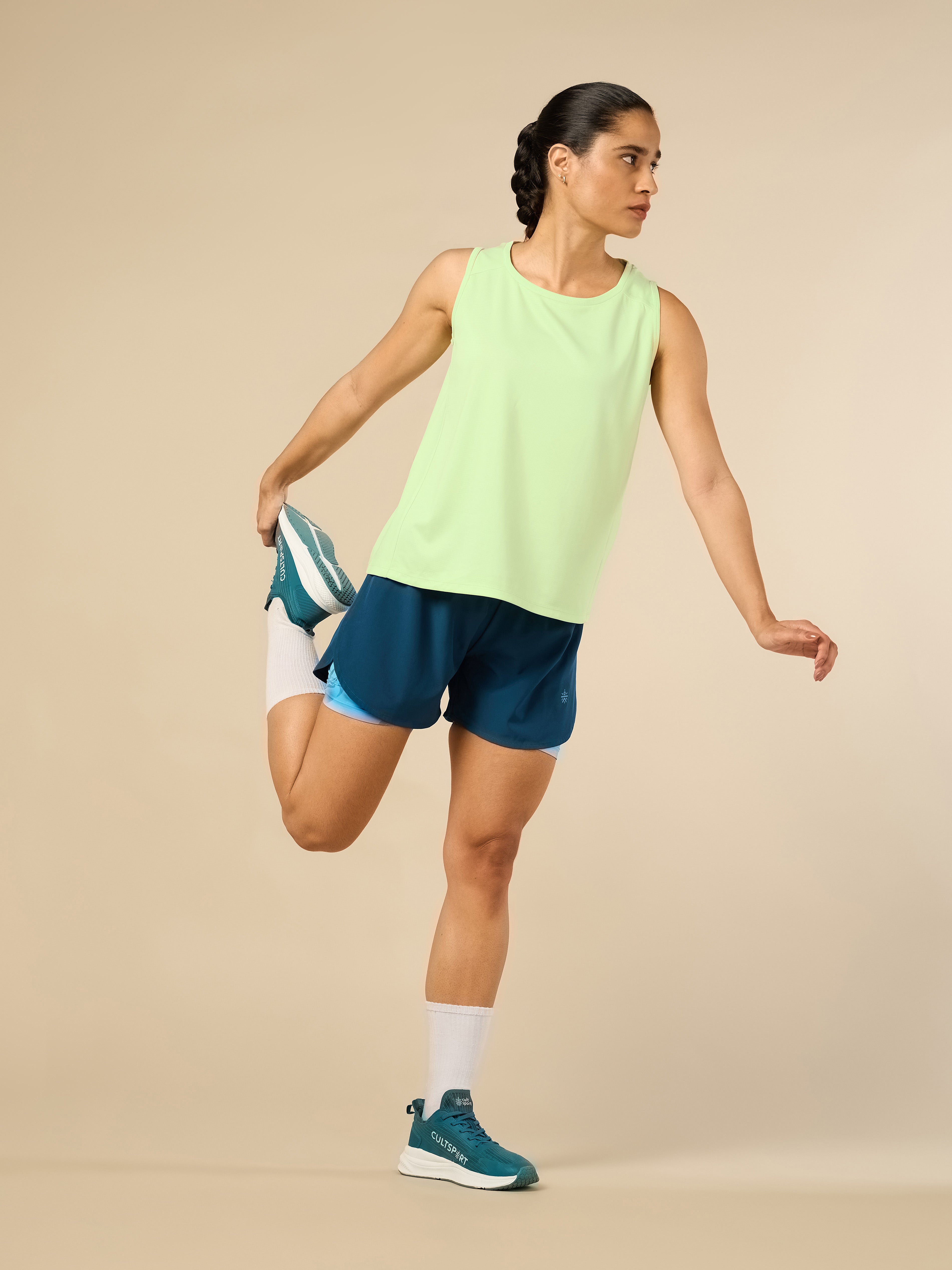 Women's Stay Fit Green Performance Tank