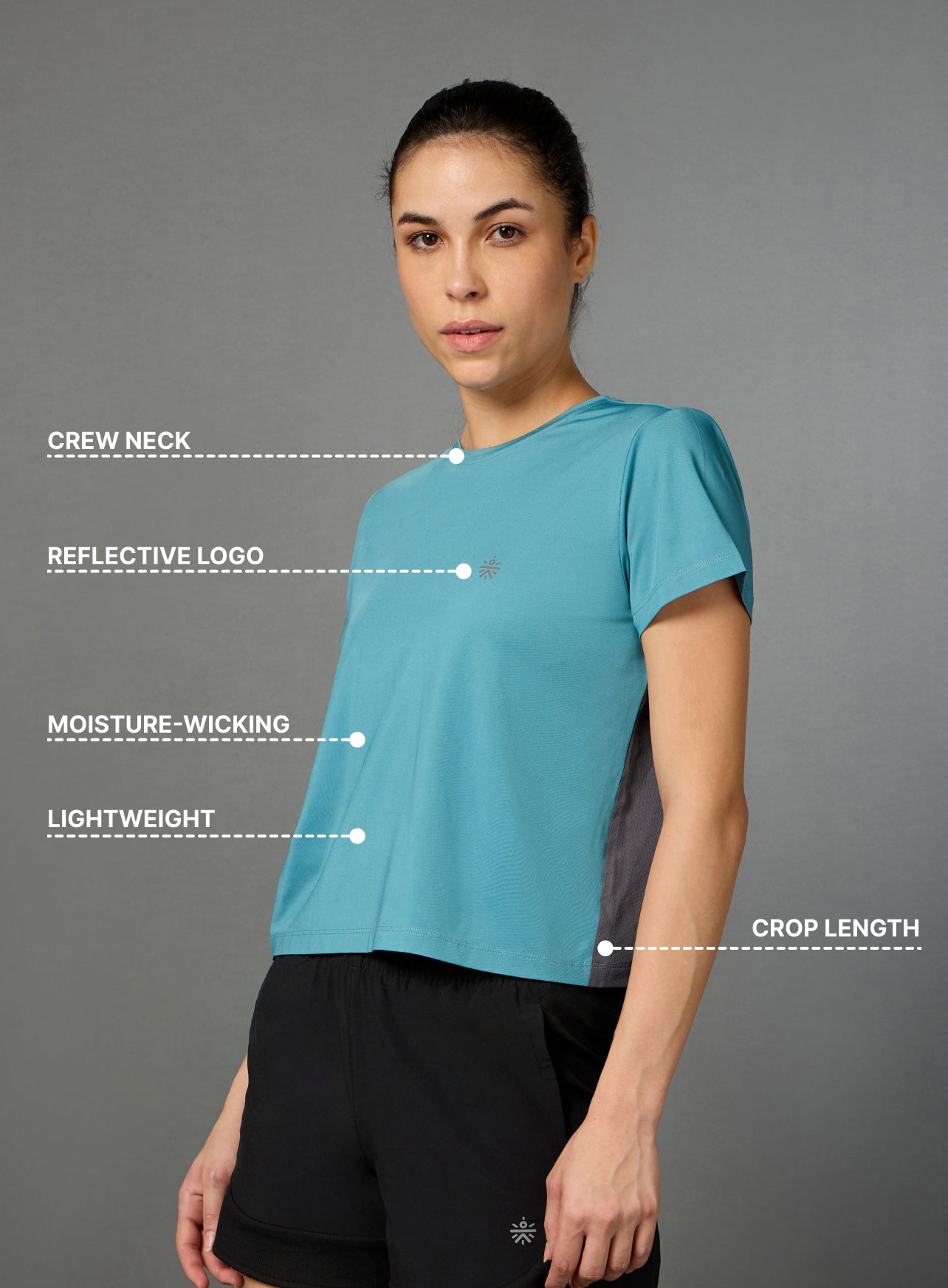 Women's Blue Criss Cross Layered Active Top