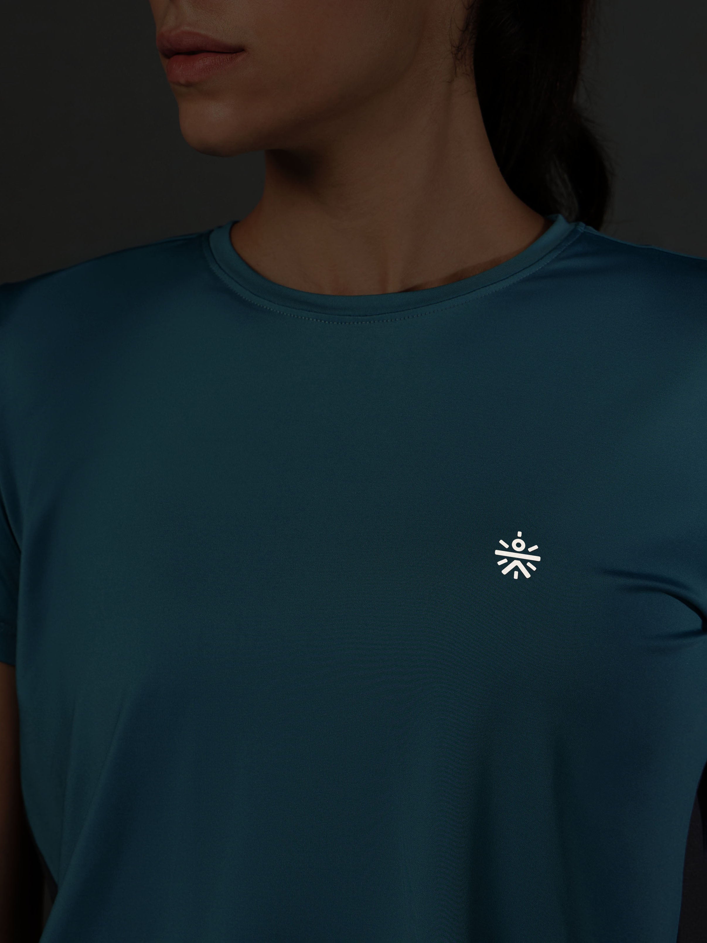 Women's Blue Criss Cross Layered Active Top