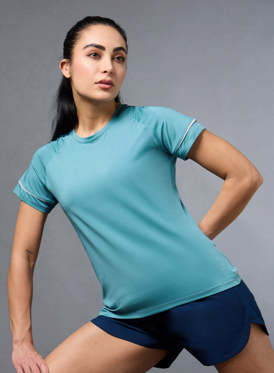 Women's Blue Pace up Running Top