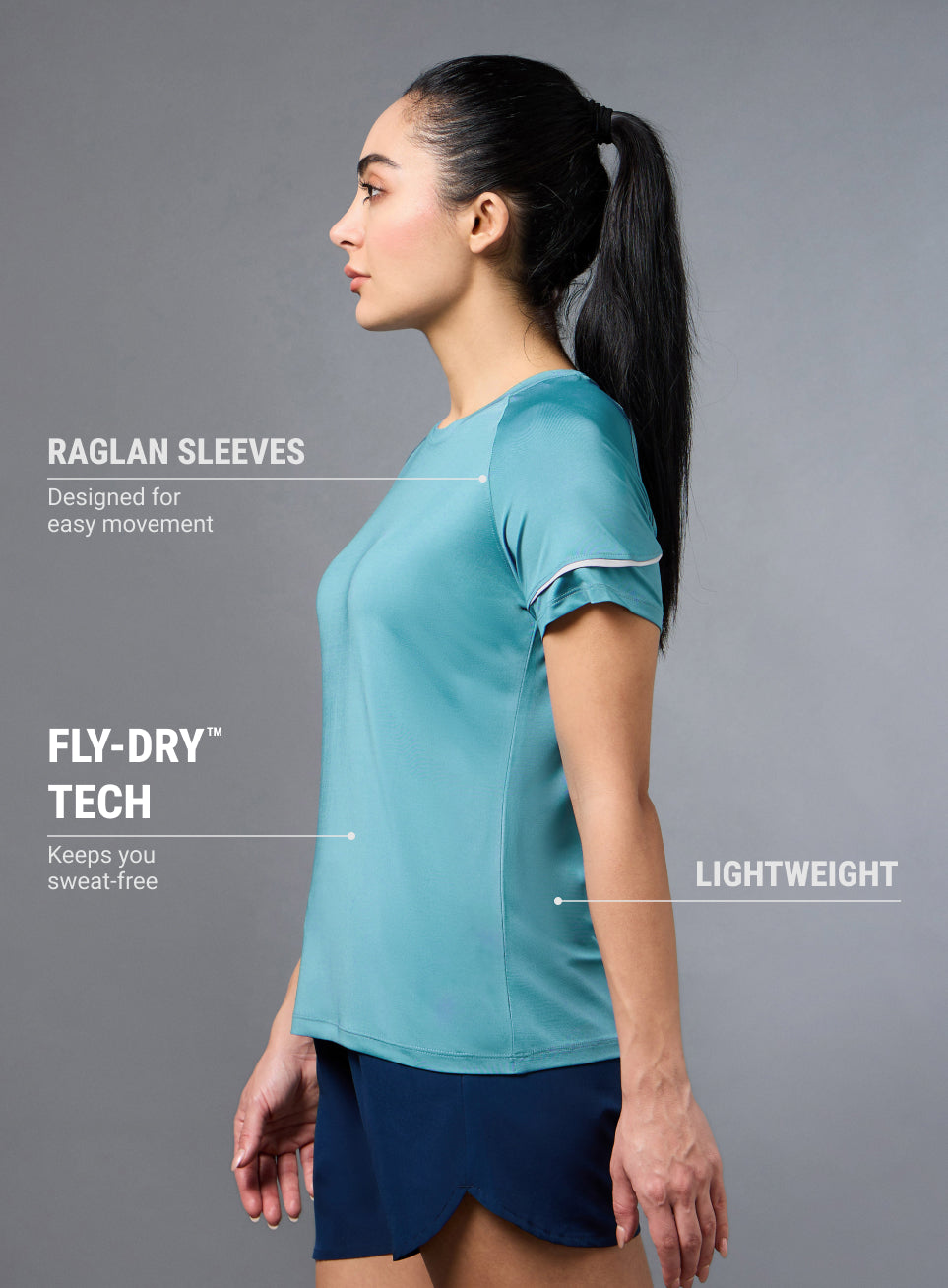Women's Blue Pace up Running Top