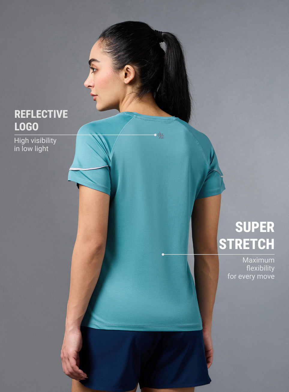 Women's Blue Pace up Running Top