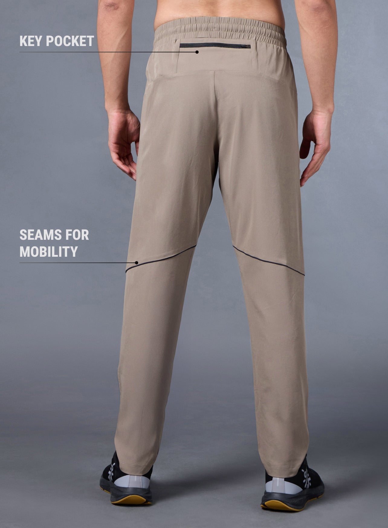 Men's Beige Pace Up Running Trackpants