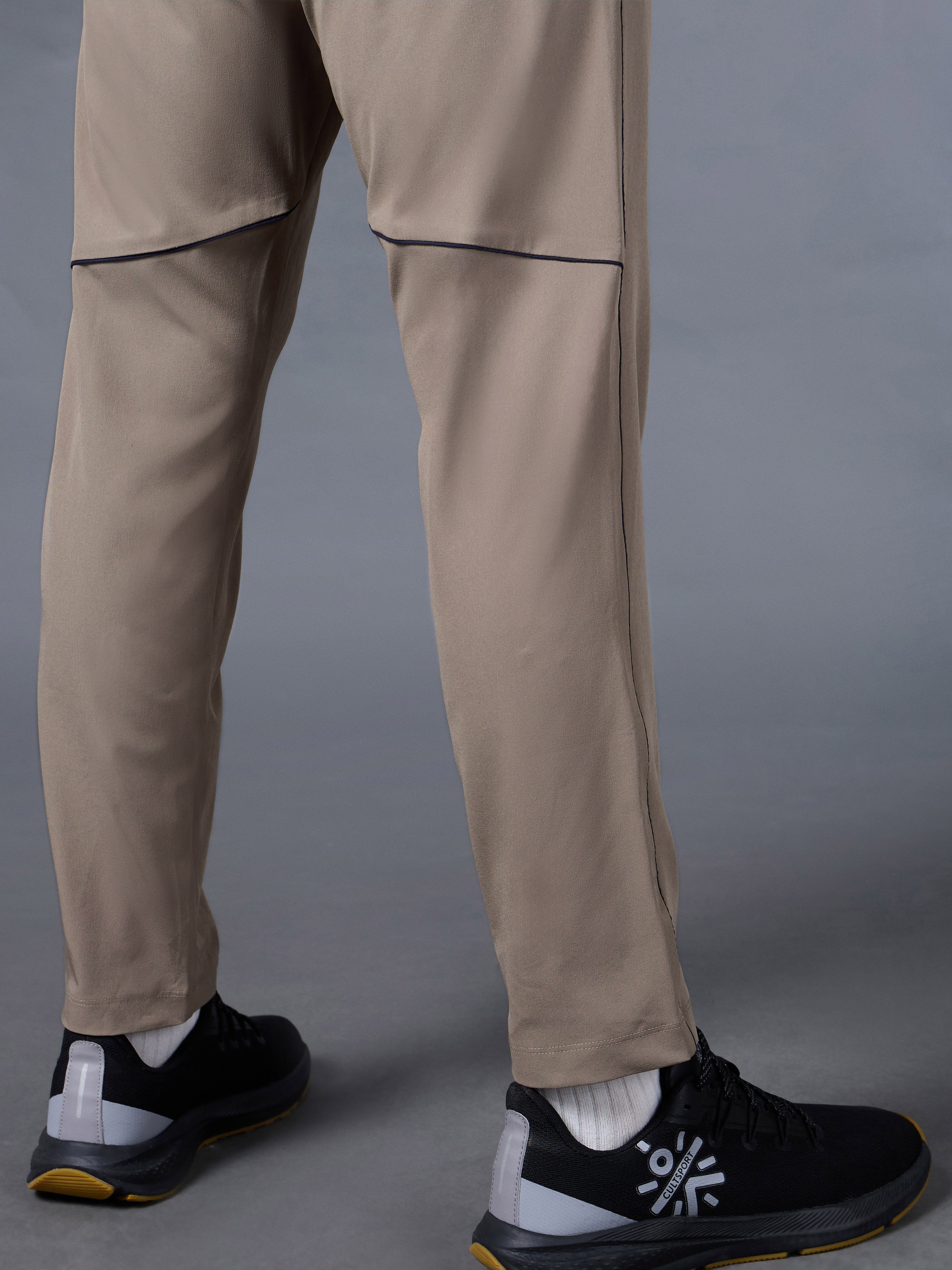 Men's Beige Pace Up Running Trackpants