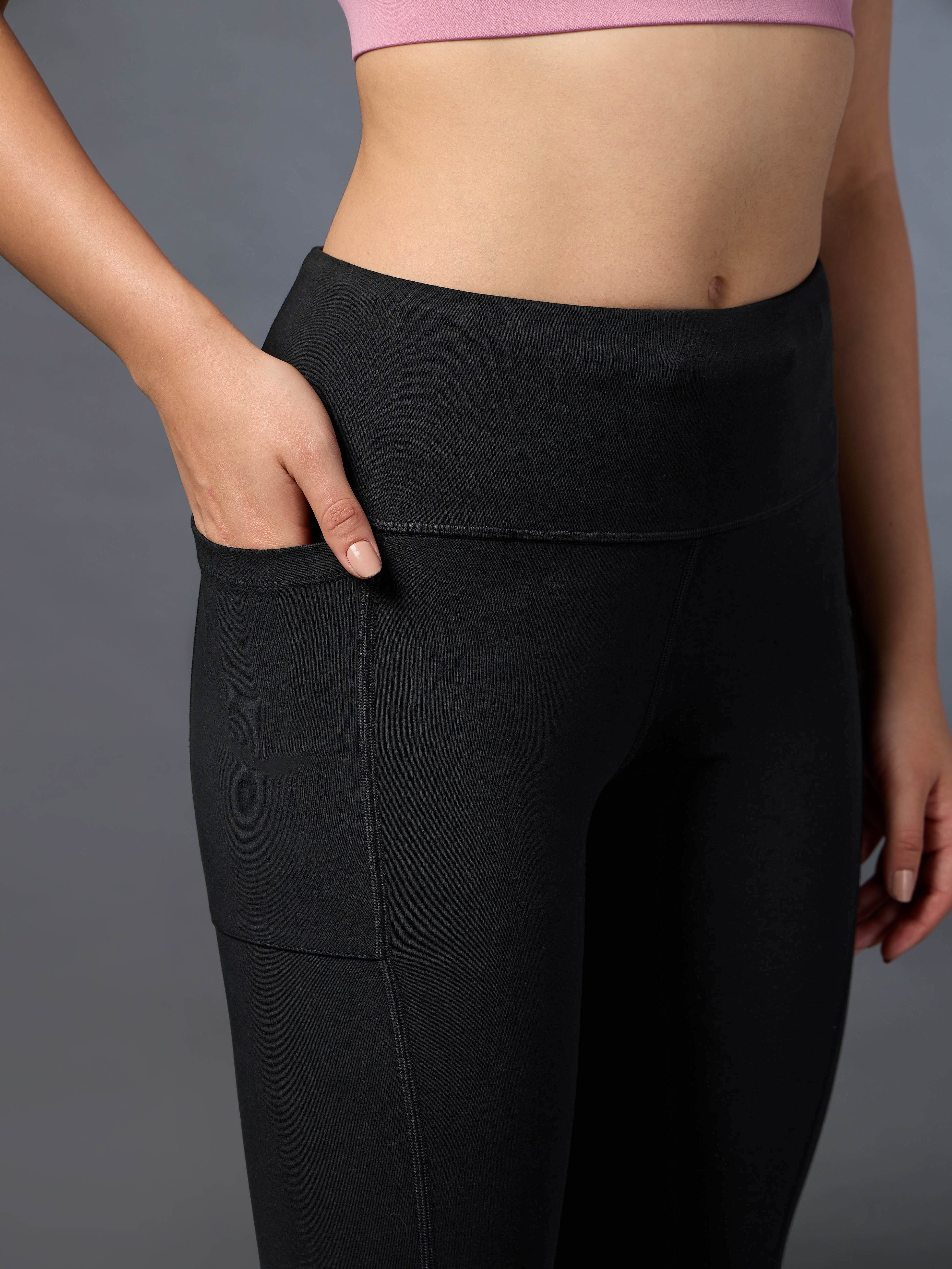 Women's Performance Cotton Black Tights