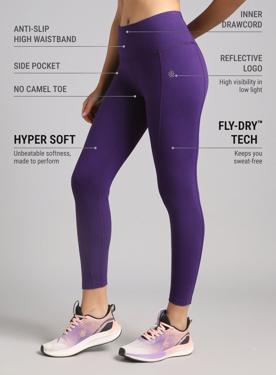 Women's Performance Cotton Purple Tights