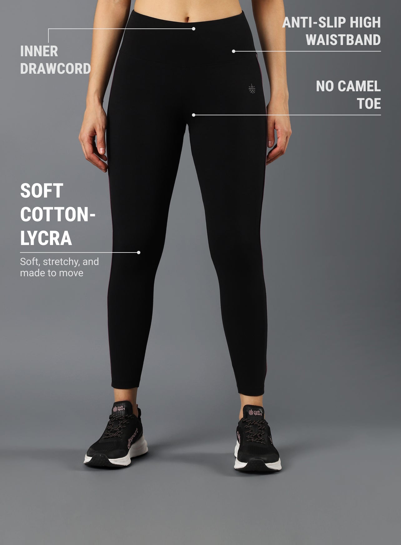 Women's Performance Cotton Black Tights