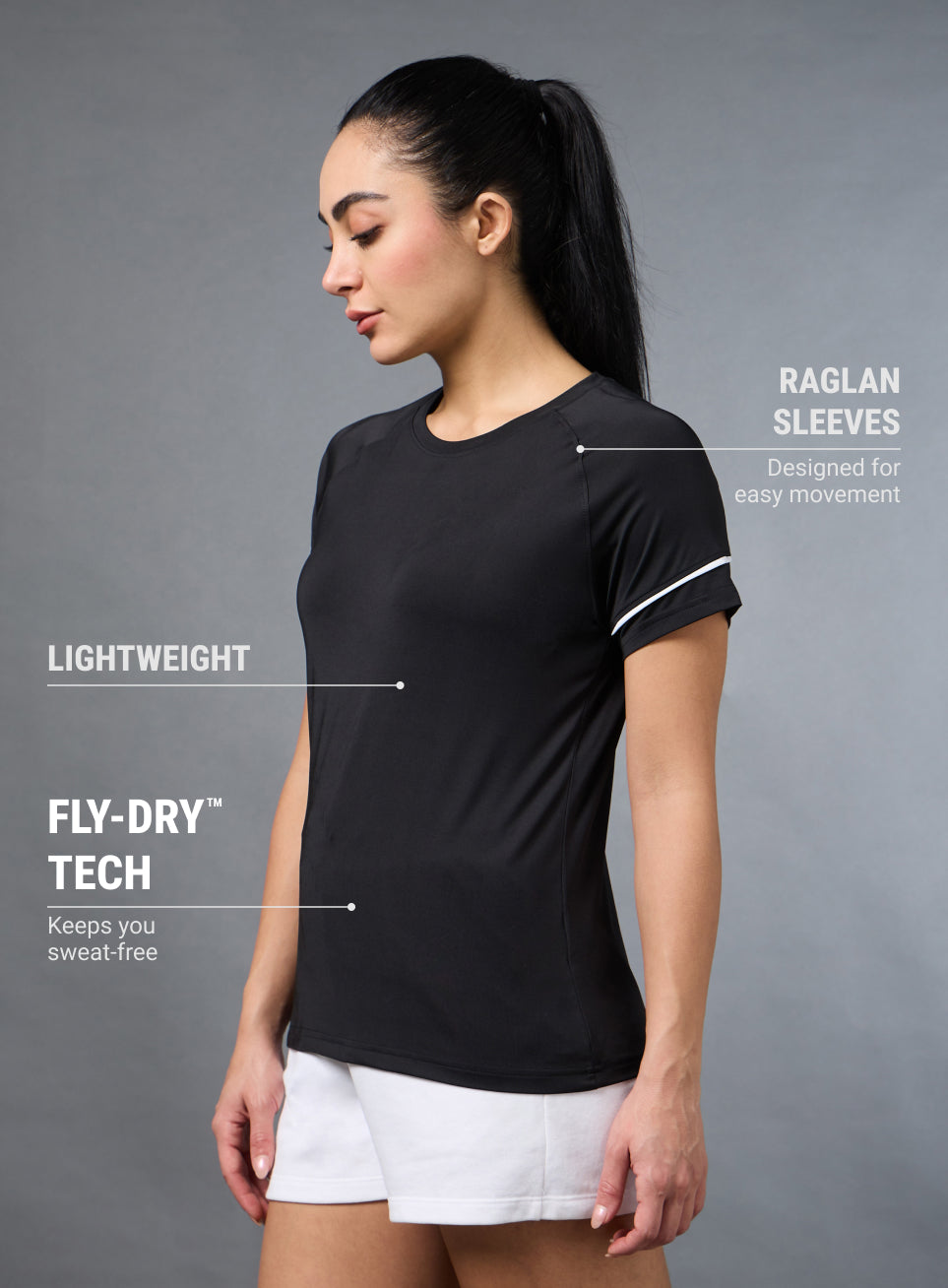 Women's Black Pace up Running Top
