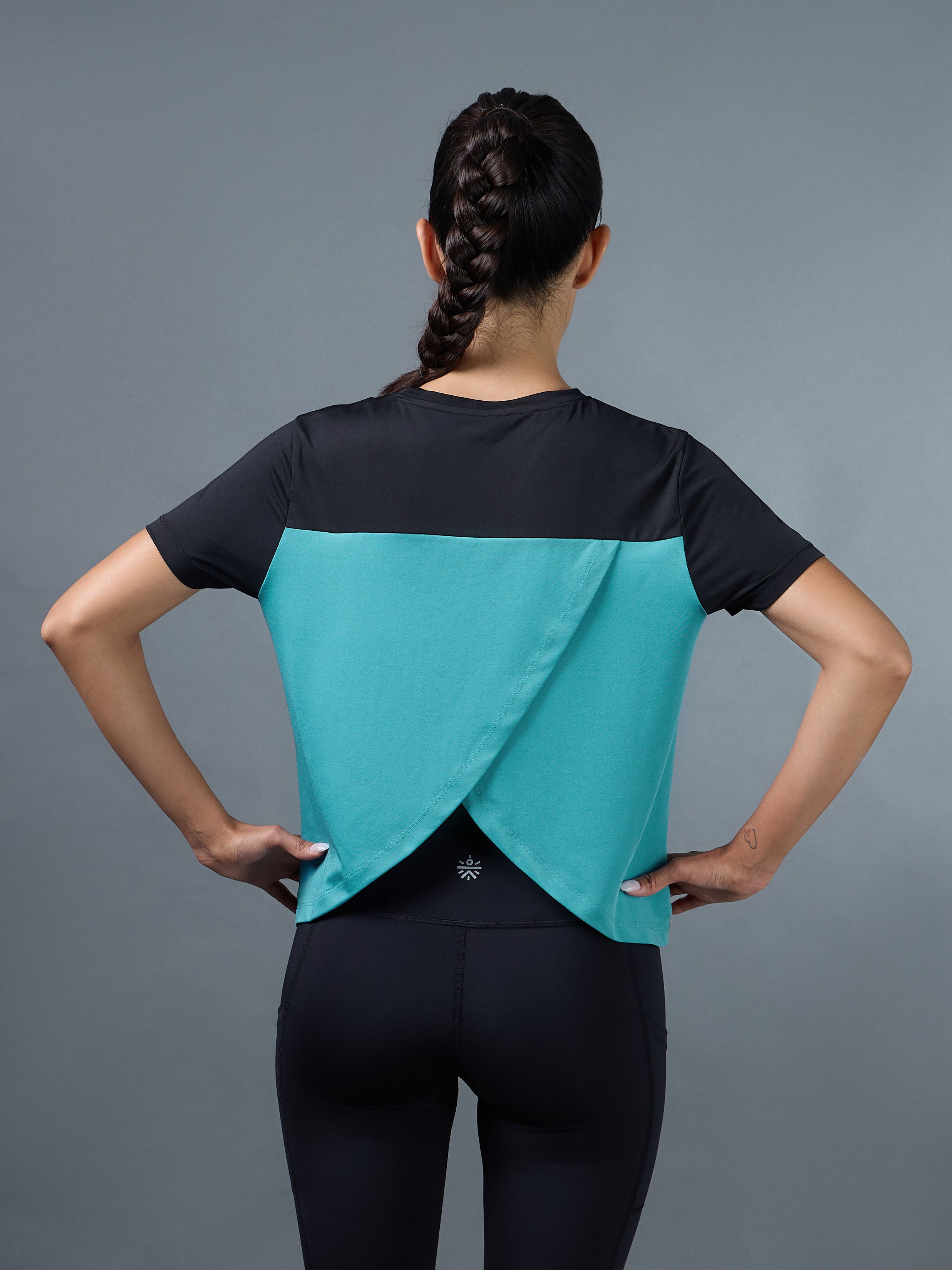 Women's Black Criss Cross Layered Active Top