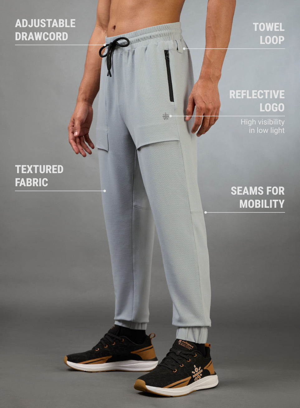 Men's Terrain Grey Running Joggers