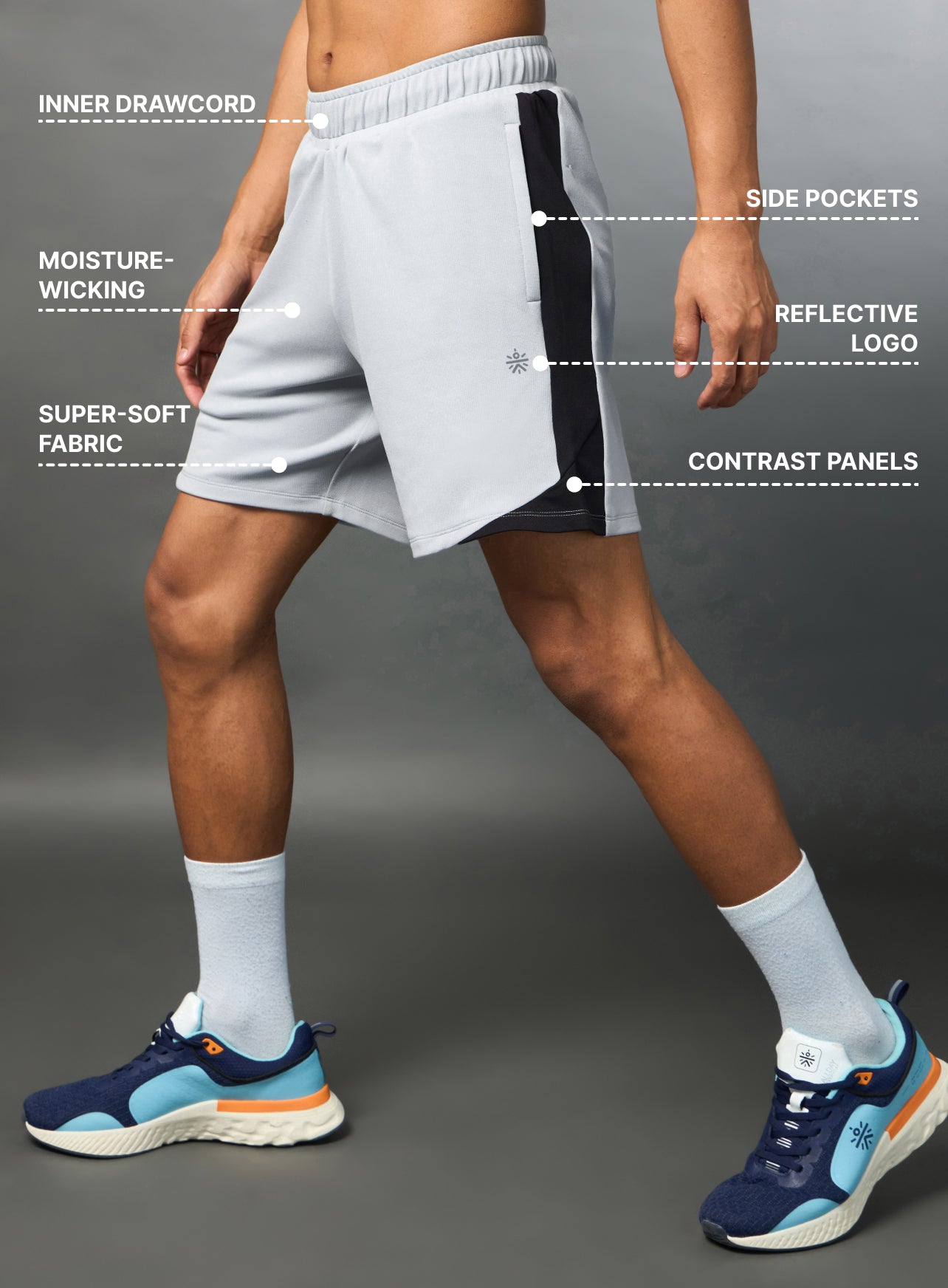 Men's Pace Up Lt. Grey Running Shorts