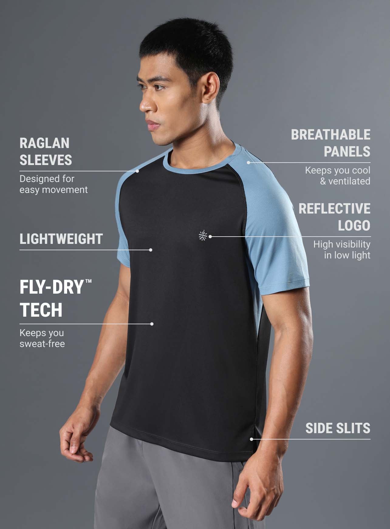 Men's Warm-Up Black Running T-shirt