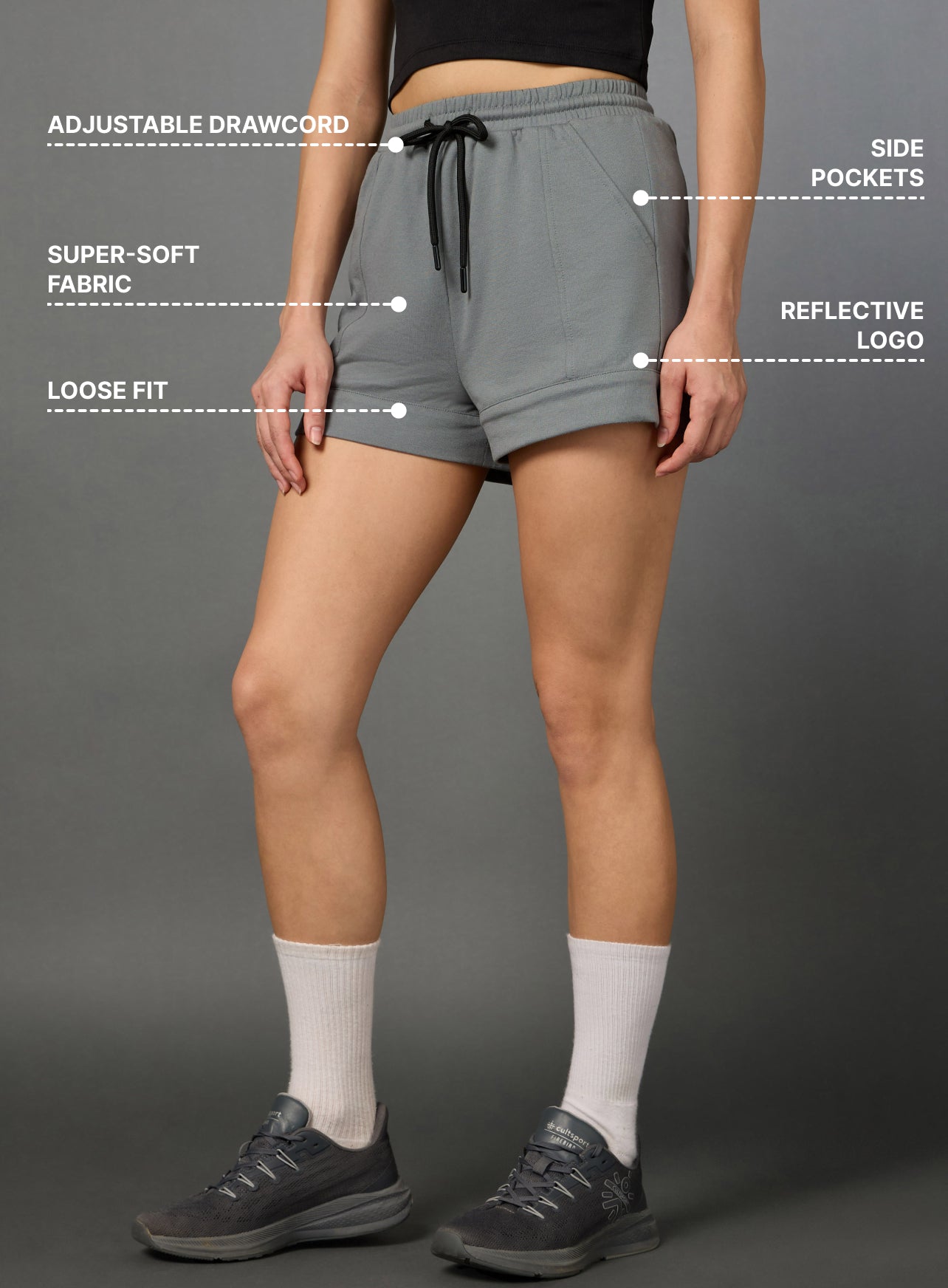 Women's Play All Day Grey Shorts
