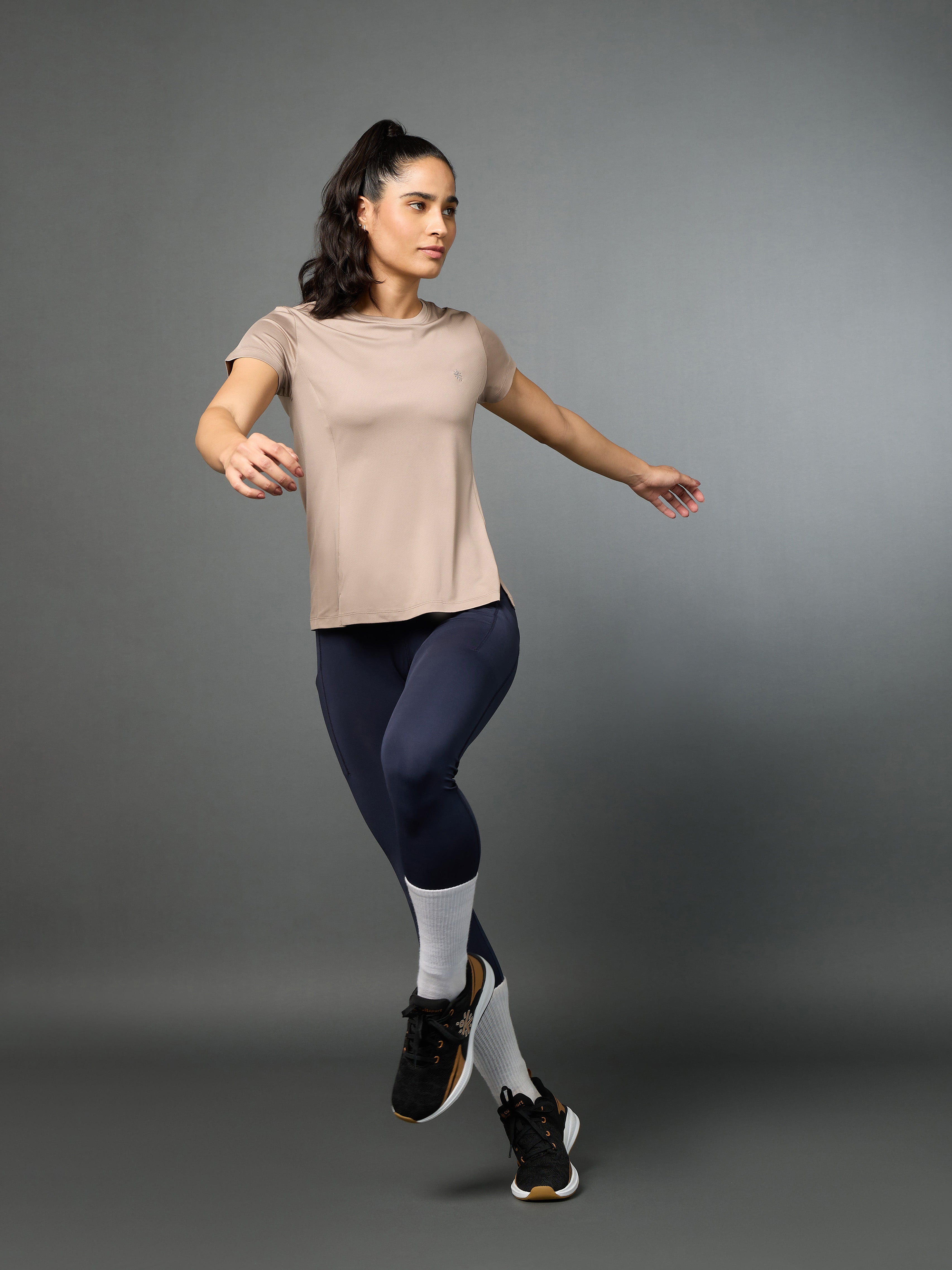 Women's Beige Move Forward Running T-shirt
