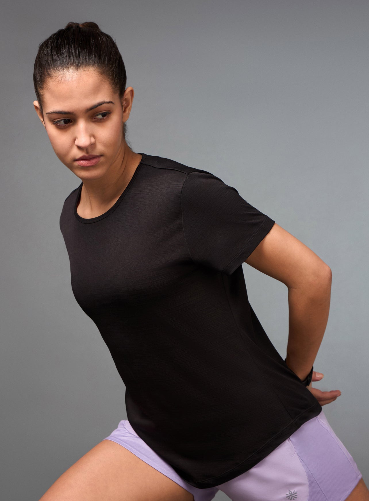 Women's Black Arrow Knit Running Top